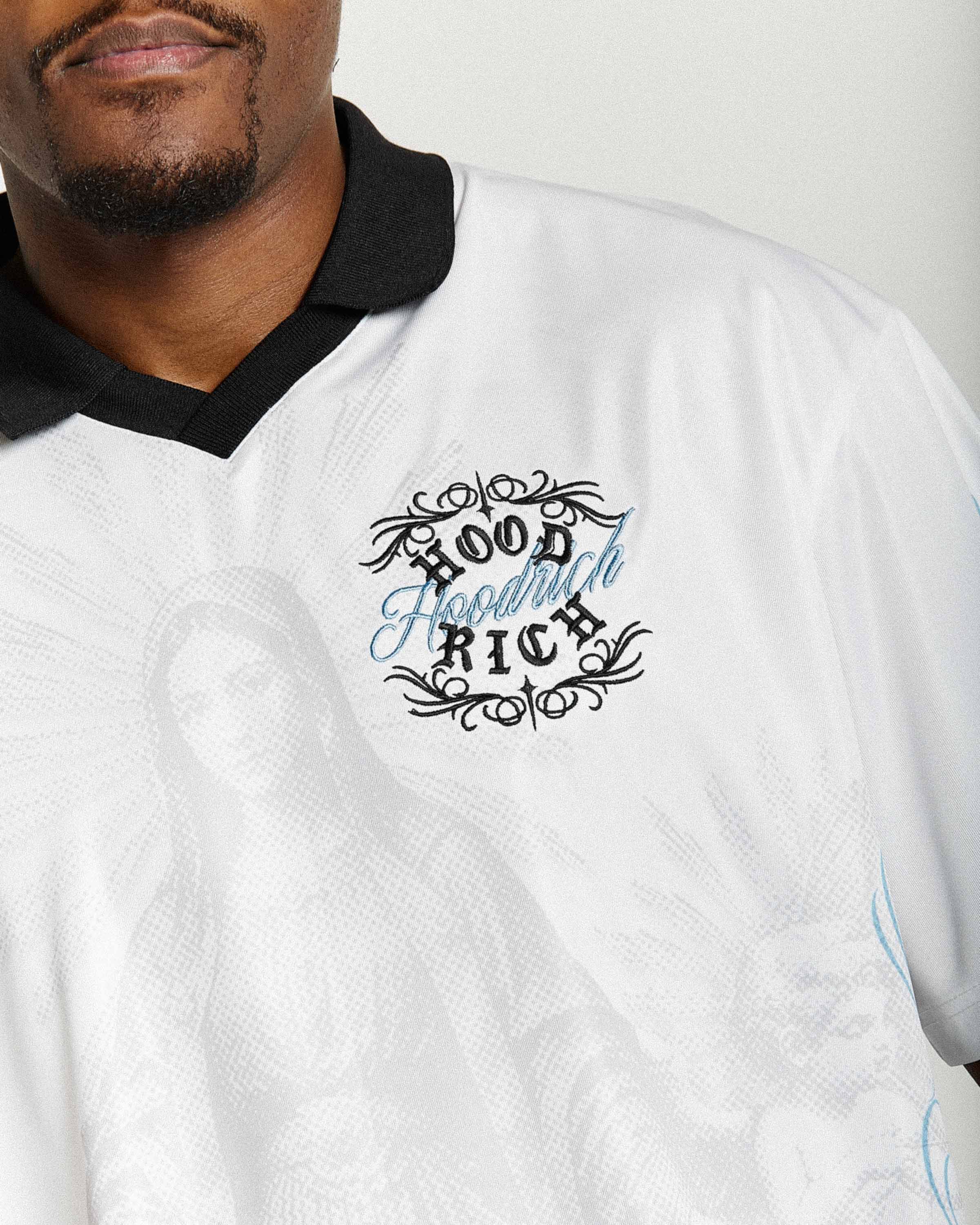 Rito Oversized Football Shirt - Off White/Black/Blue - Image 7