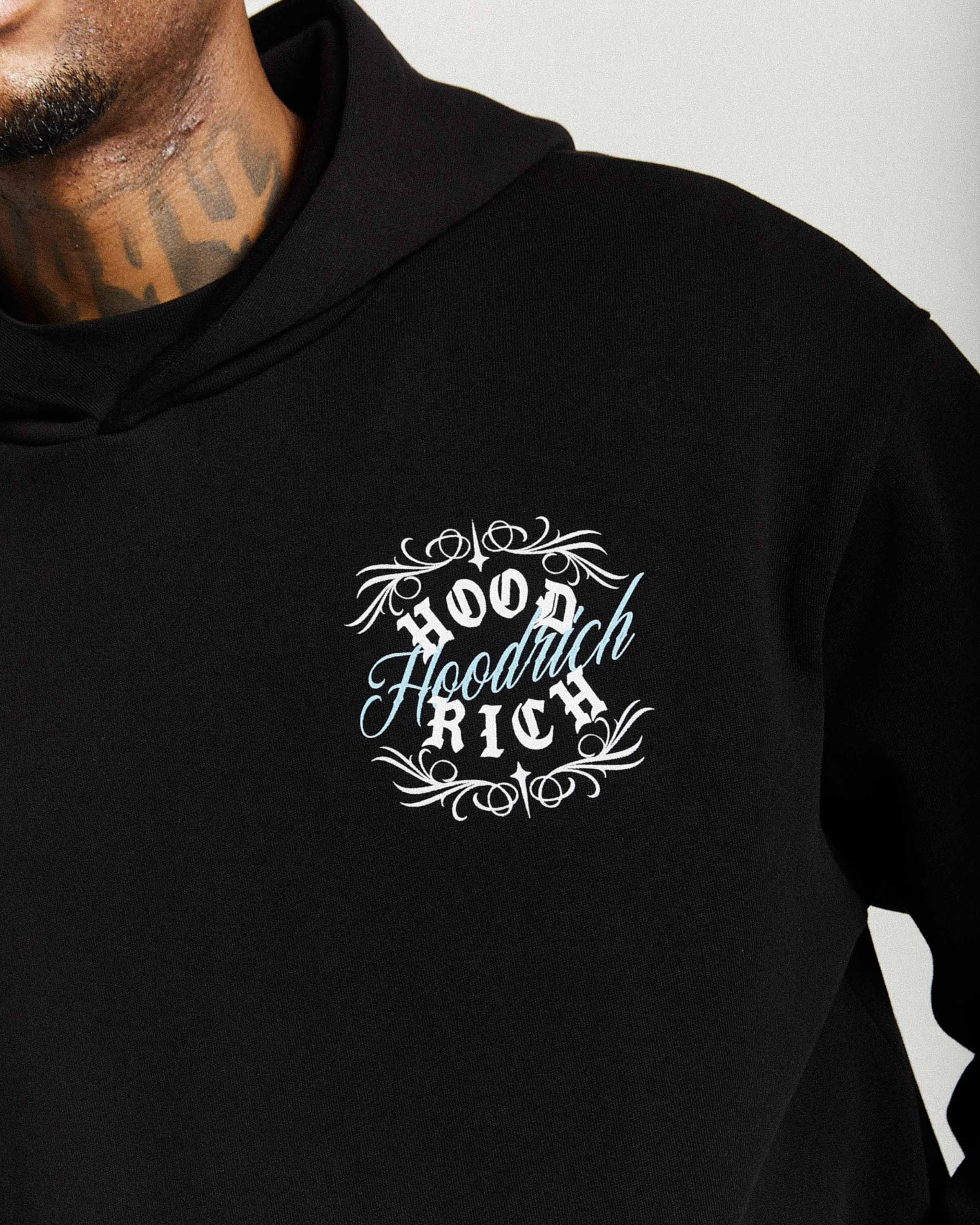 Rito Oversized Hoodie - Black/White/Blue - Image 6