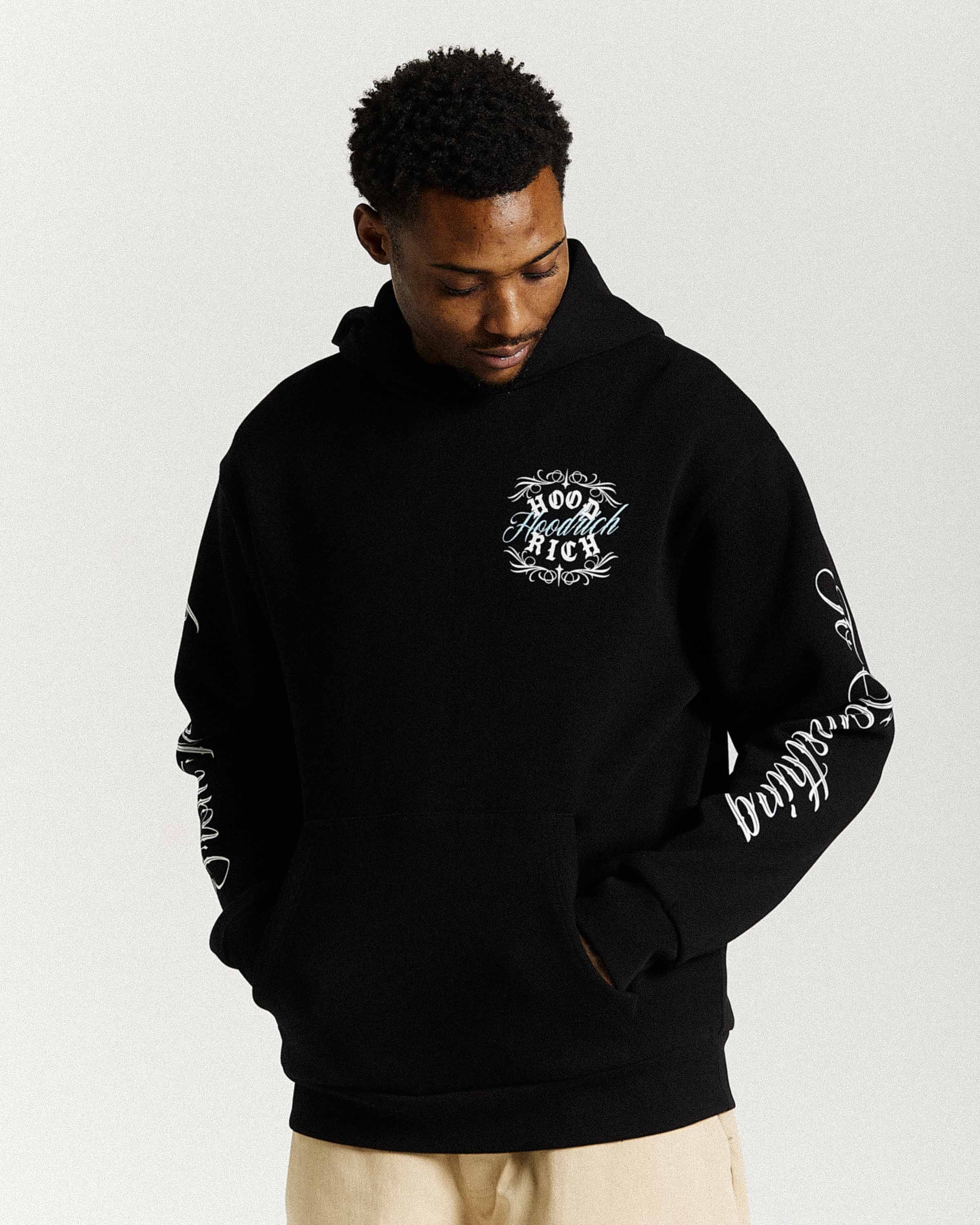 Rito Oversized Hoodie - Black/White/Blue - Image 7