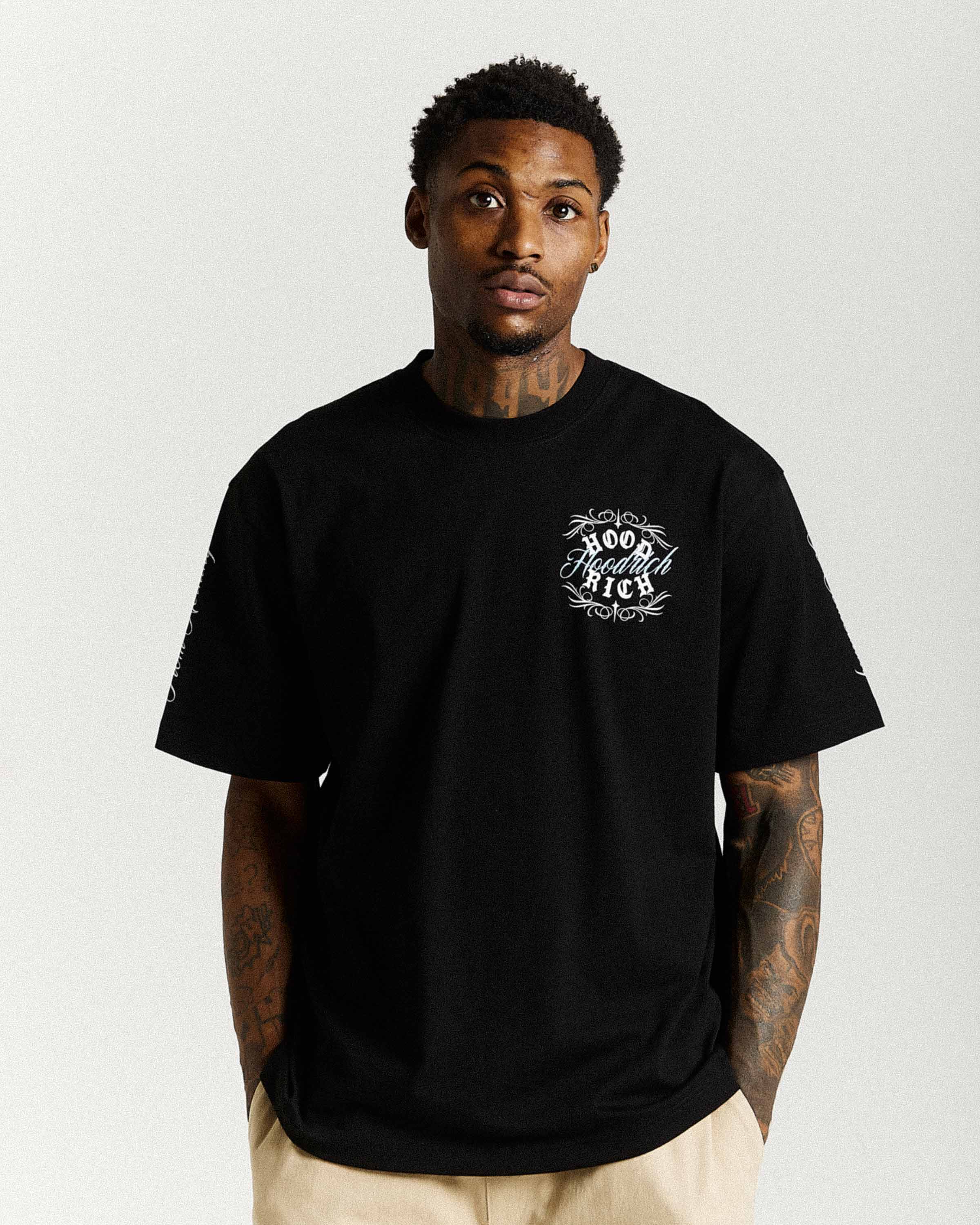 Rito Oversized T-Shirt - Black/White/Blue - Image 8