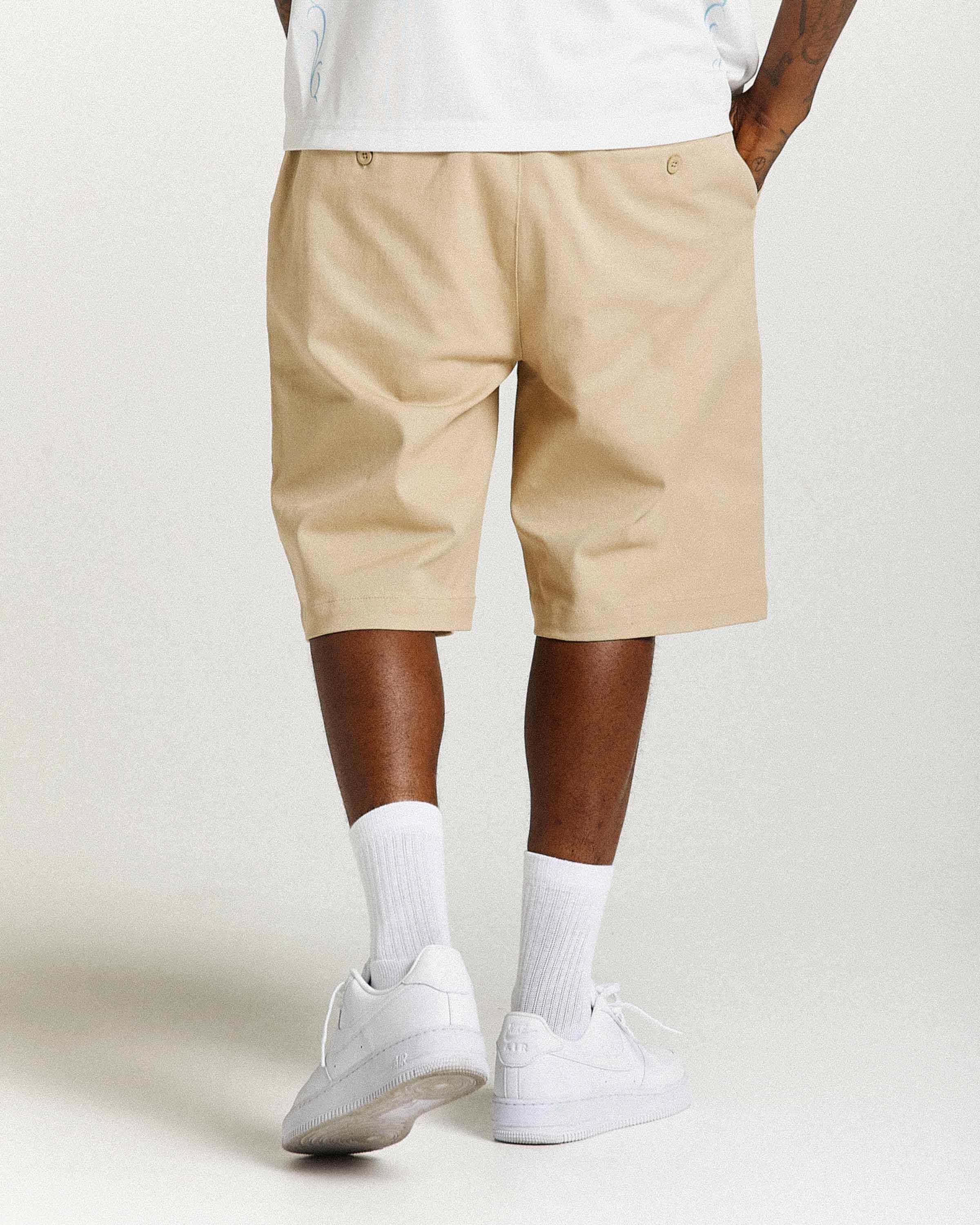 Rito Woven Shorts - Khaki/White - Image 2