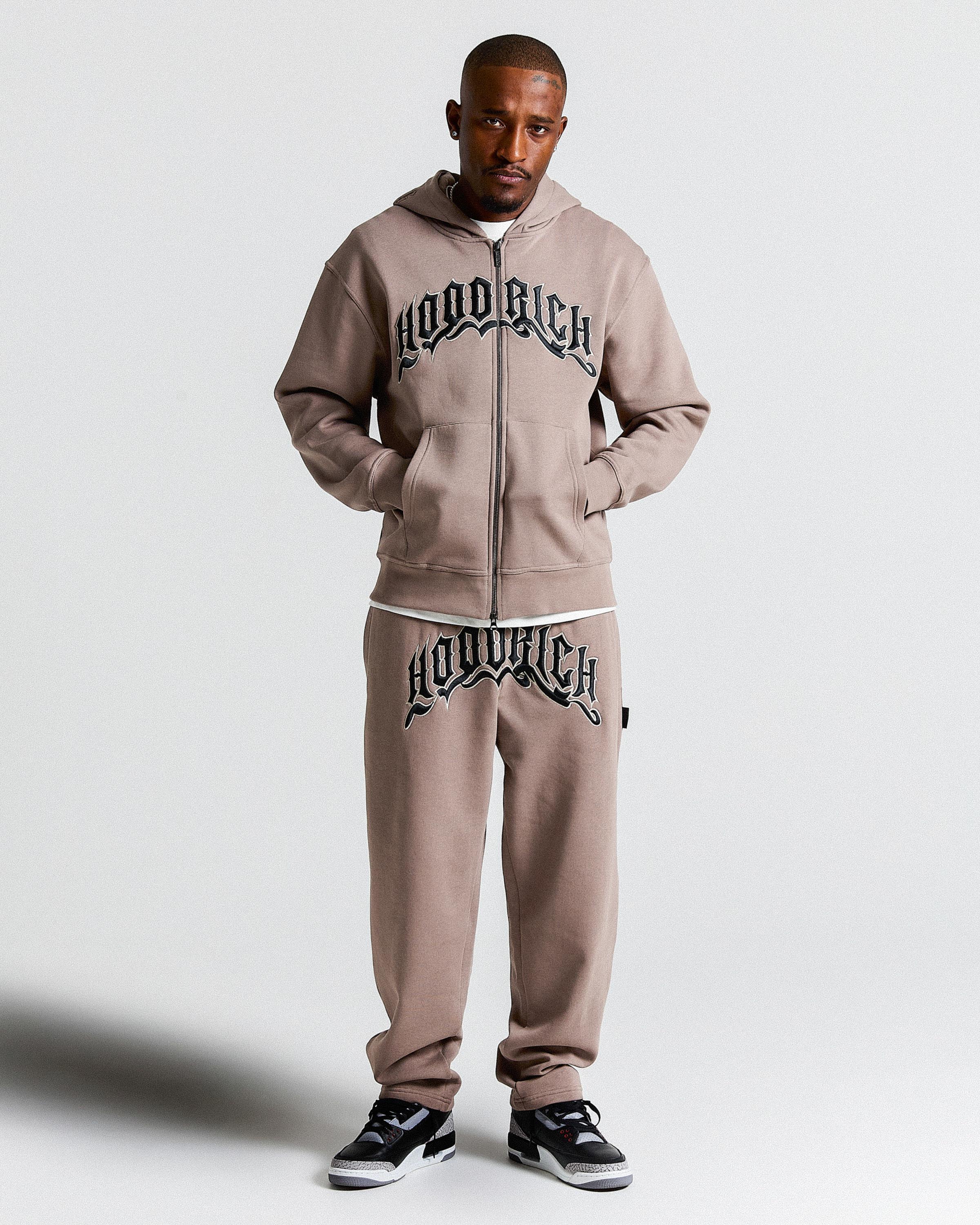 Ritual Oversized Open Hem Joggers - Brown/White/Black - Image 3
