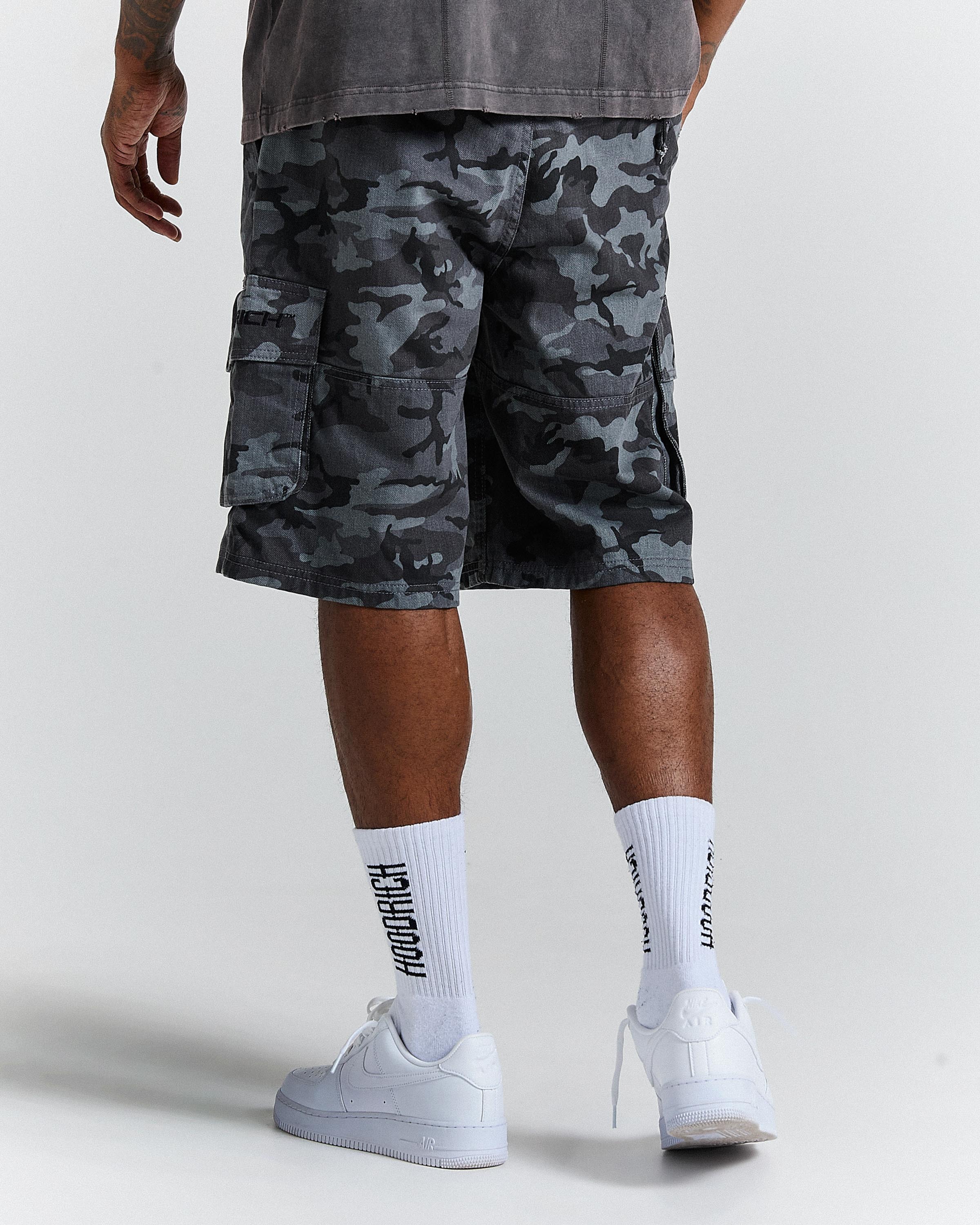 Ryder Camo Oversized Cargo Jorts - Dark Camo/Black - Image 6