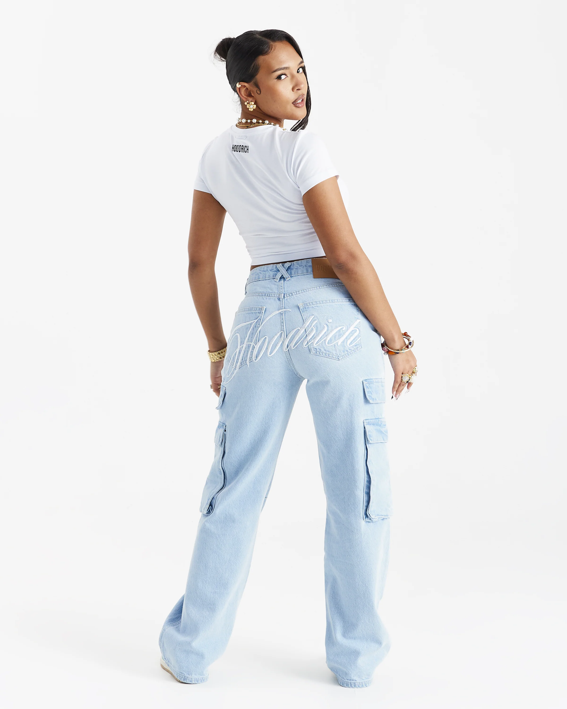 Script Cargo Relaxed Jeans - Light Blue - Image 4