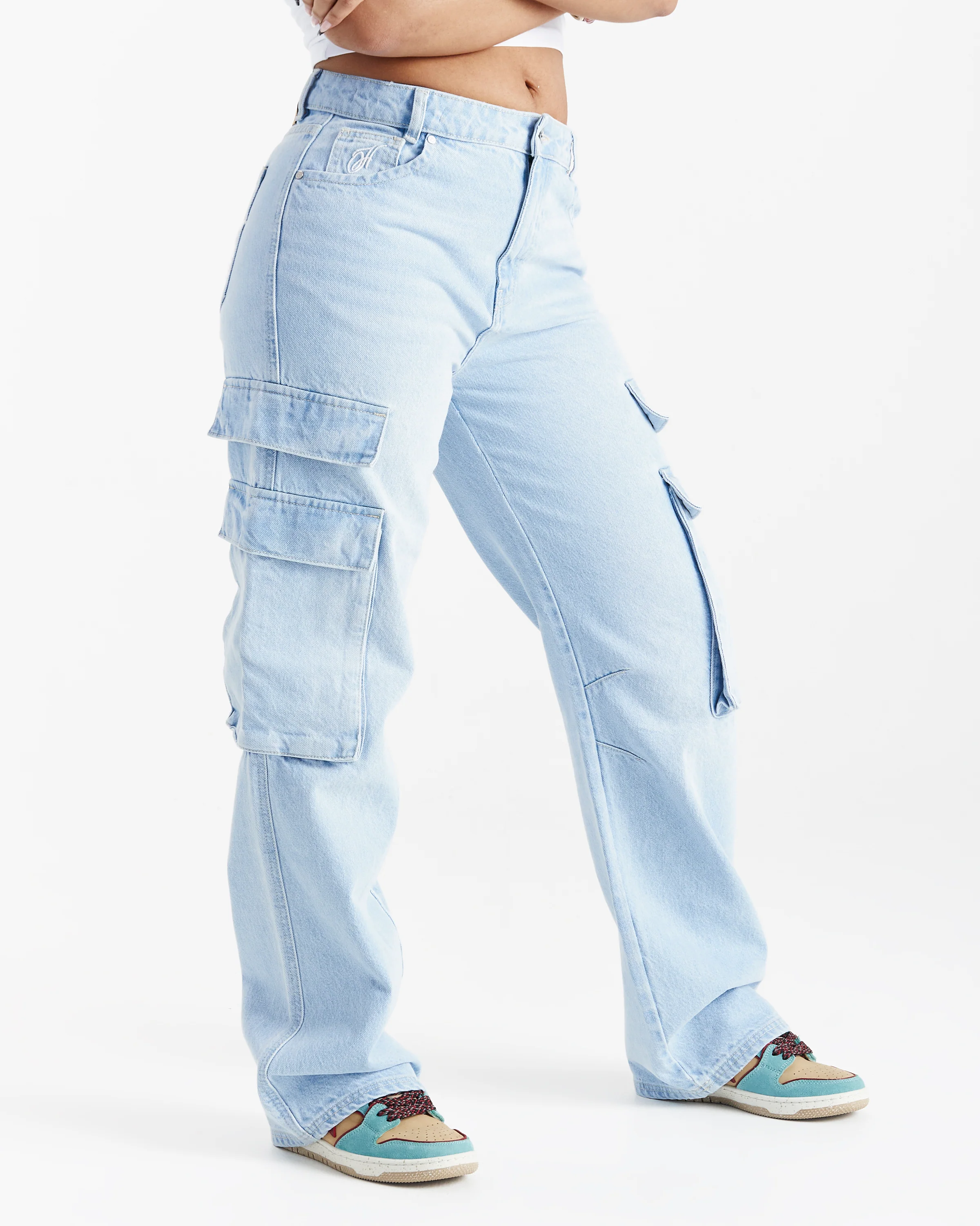 Script Cargo Relaxed Jeans - Light Blue - Image 6
