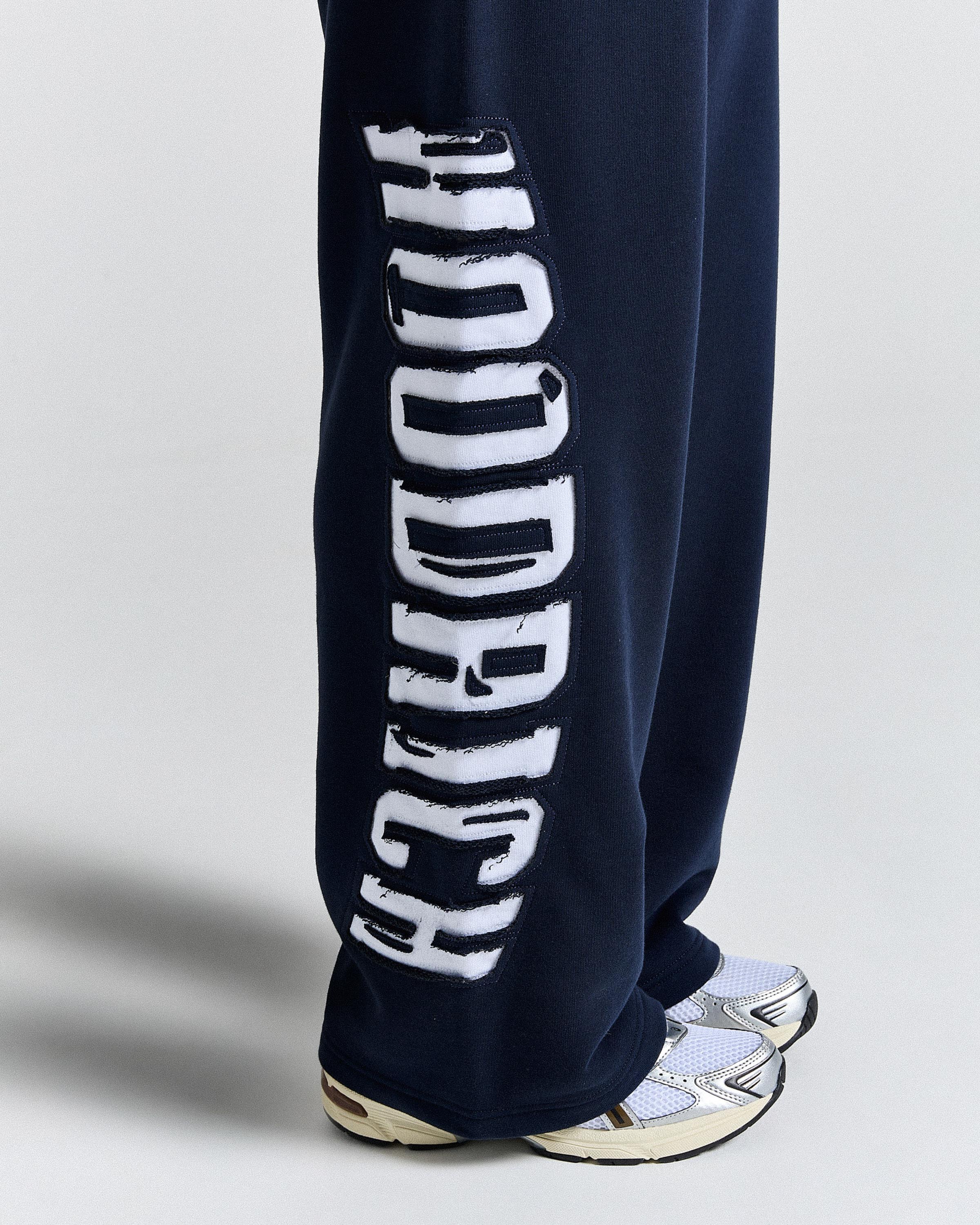 The Winner's Circle Siren Low Rise Oversize Wide Leg Joggers - Navy/White - Image 2
