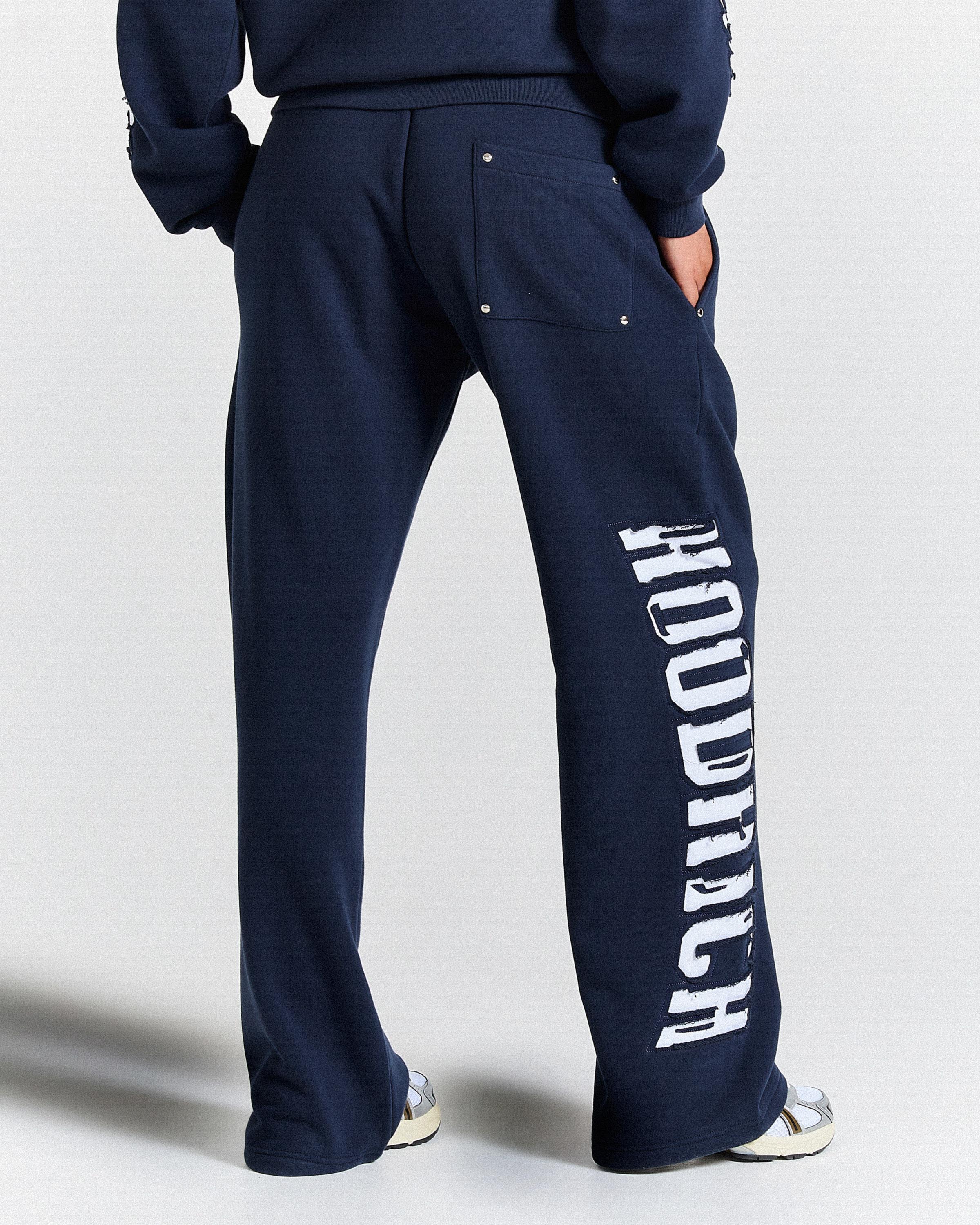 The Winner's Circle Siren Low Rise Oversize Wide Leg Joggers - Navy/White - Image 5