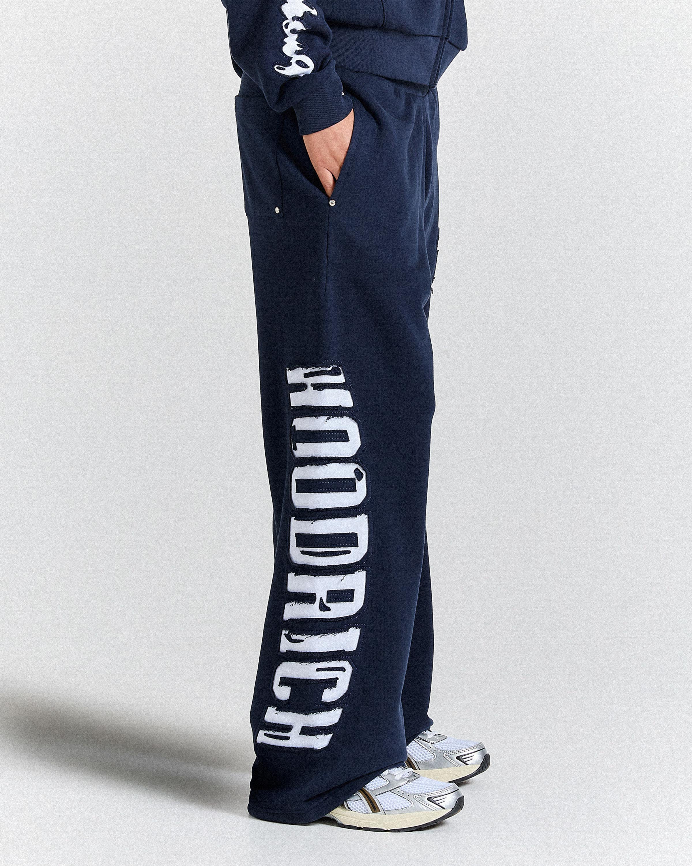 The Winner's Circle Siren Low Rise Oversize Wide Leg Joggers - Navy/White - Image 6