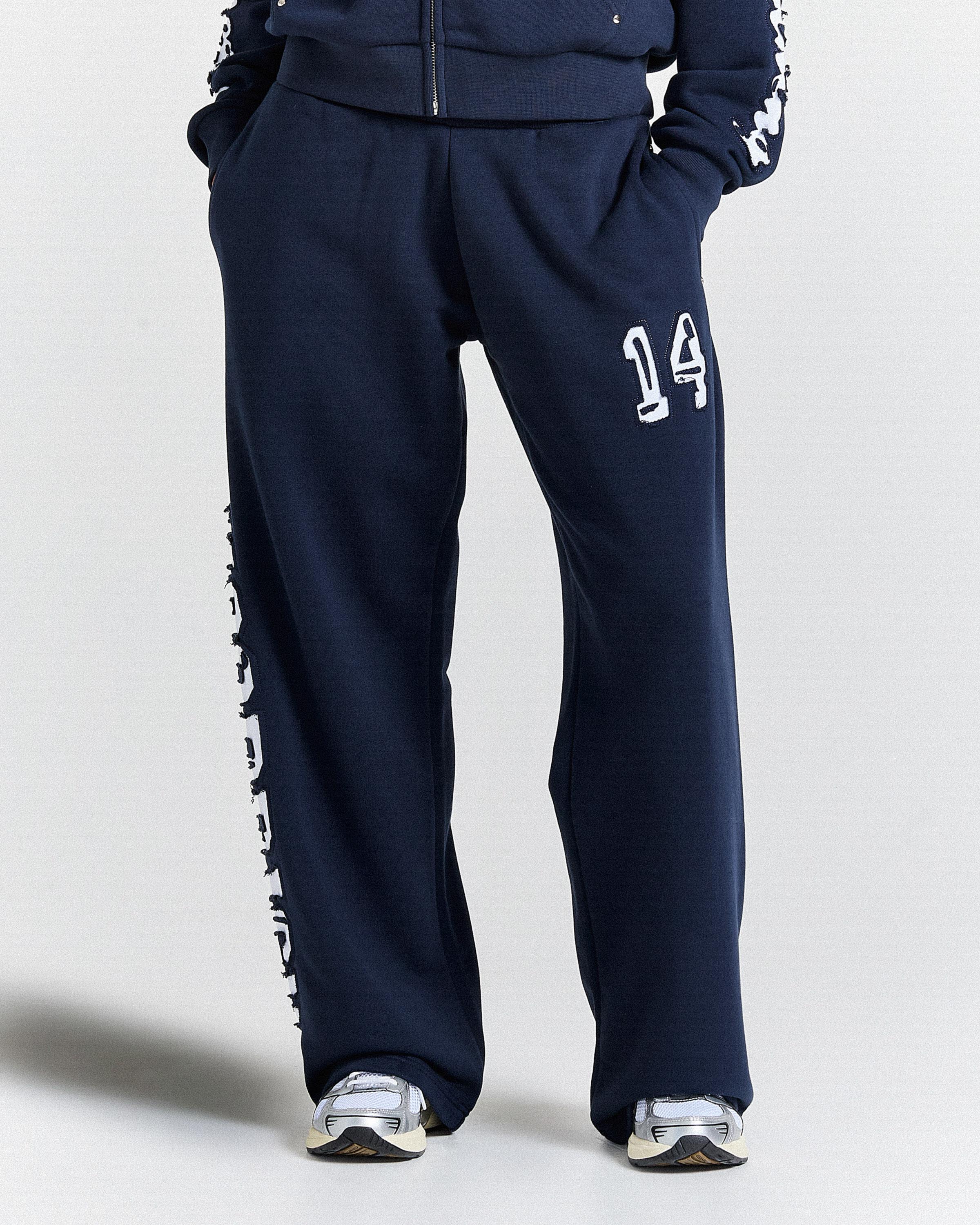 The Winner's Circle Siren Low Rise Oversize Wide Leg Joggers - Navy/White - Image 7