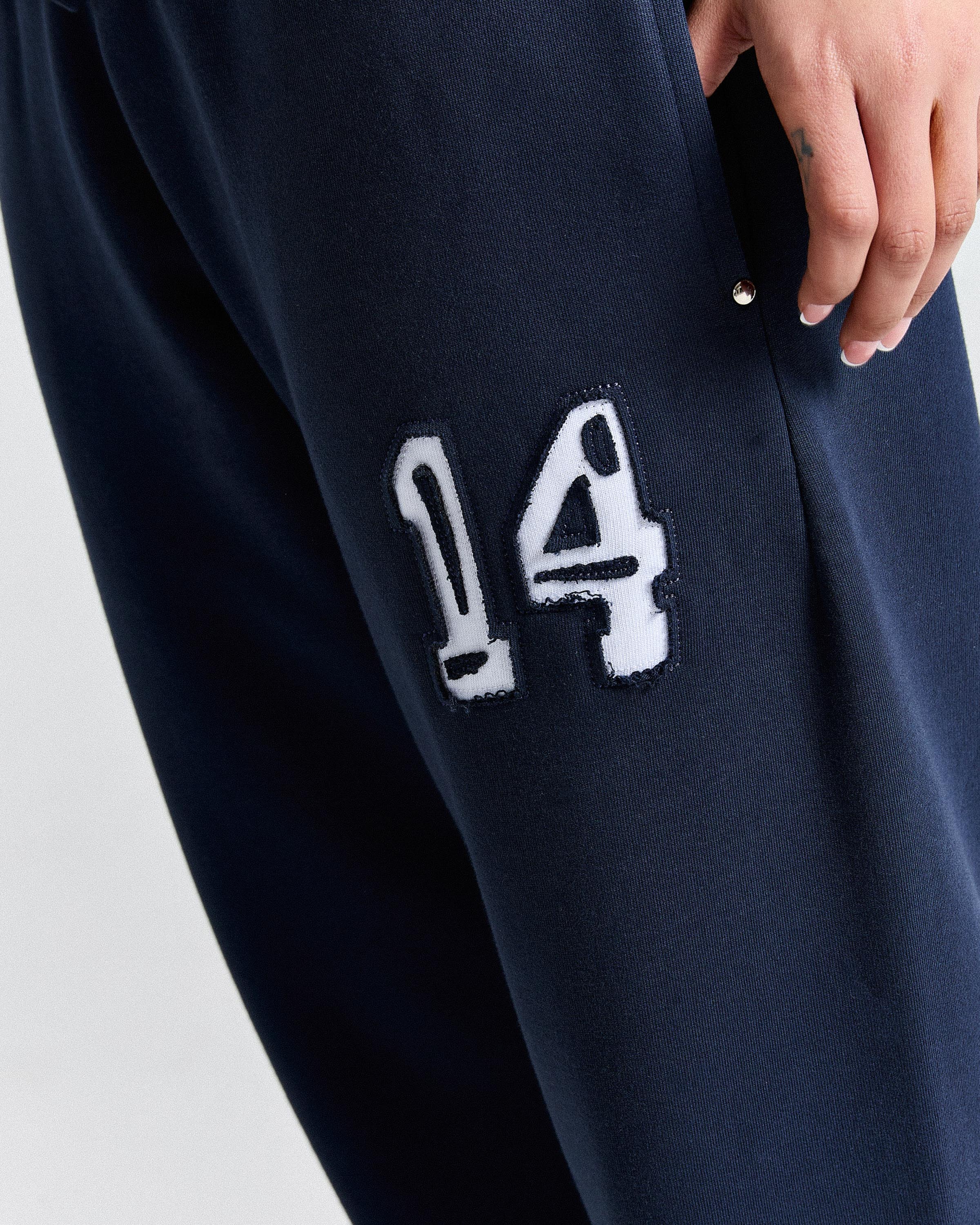 The Winner's Circle Siren Low Rise Oversize Wide Leg Joggers - Navy/White - Image 8