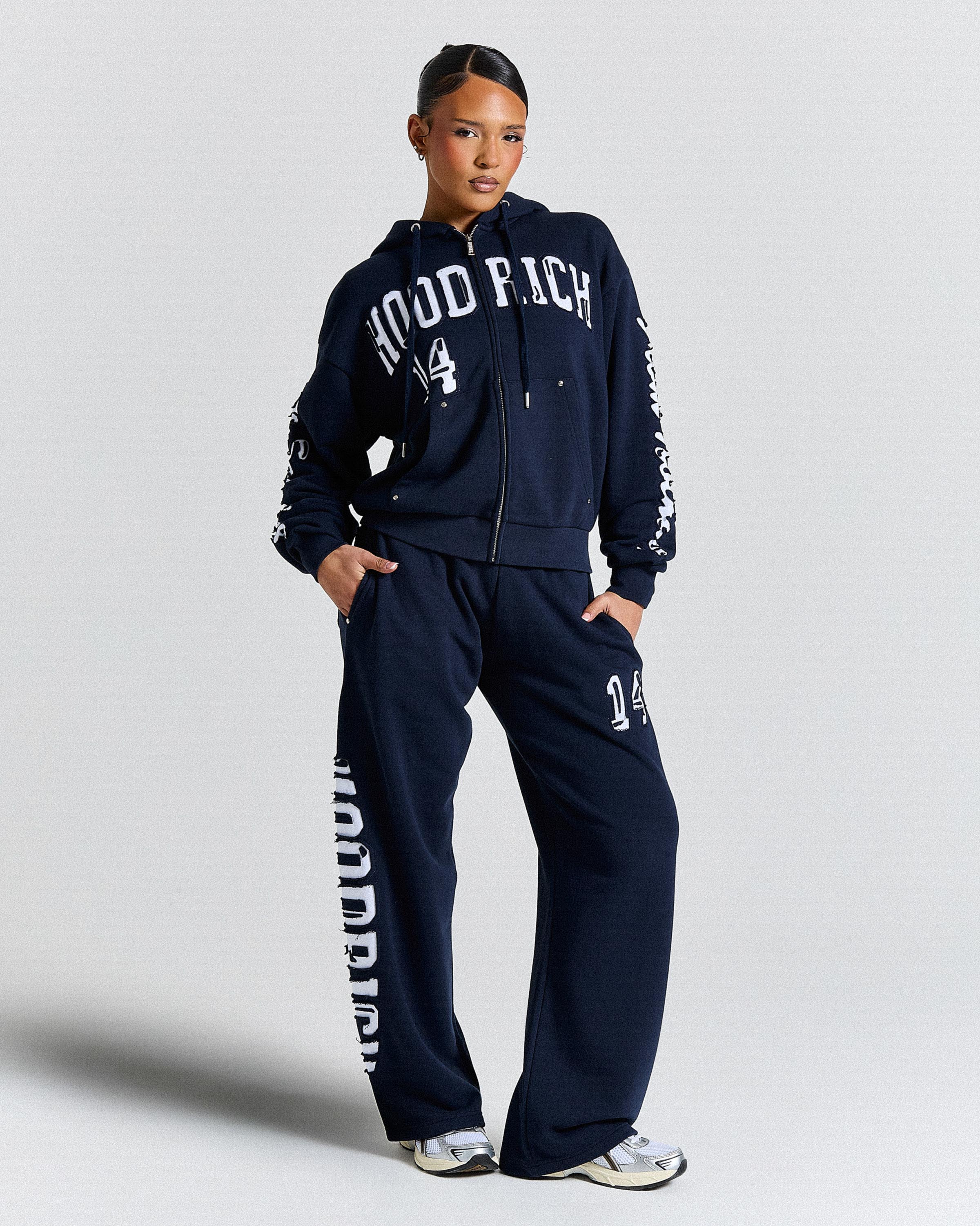The Winner's Circle Siren Mid-length Zip Hoodie - Navy/White - Image 3