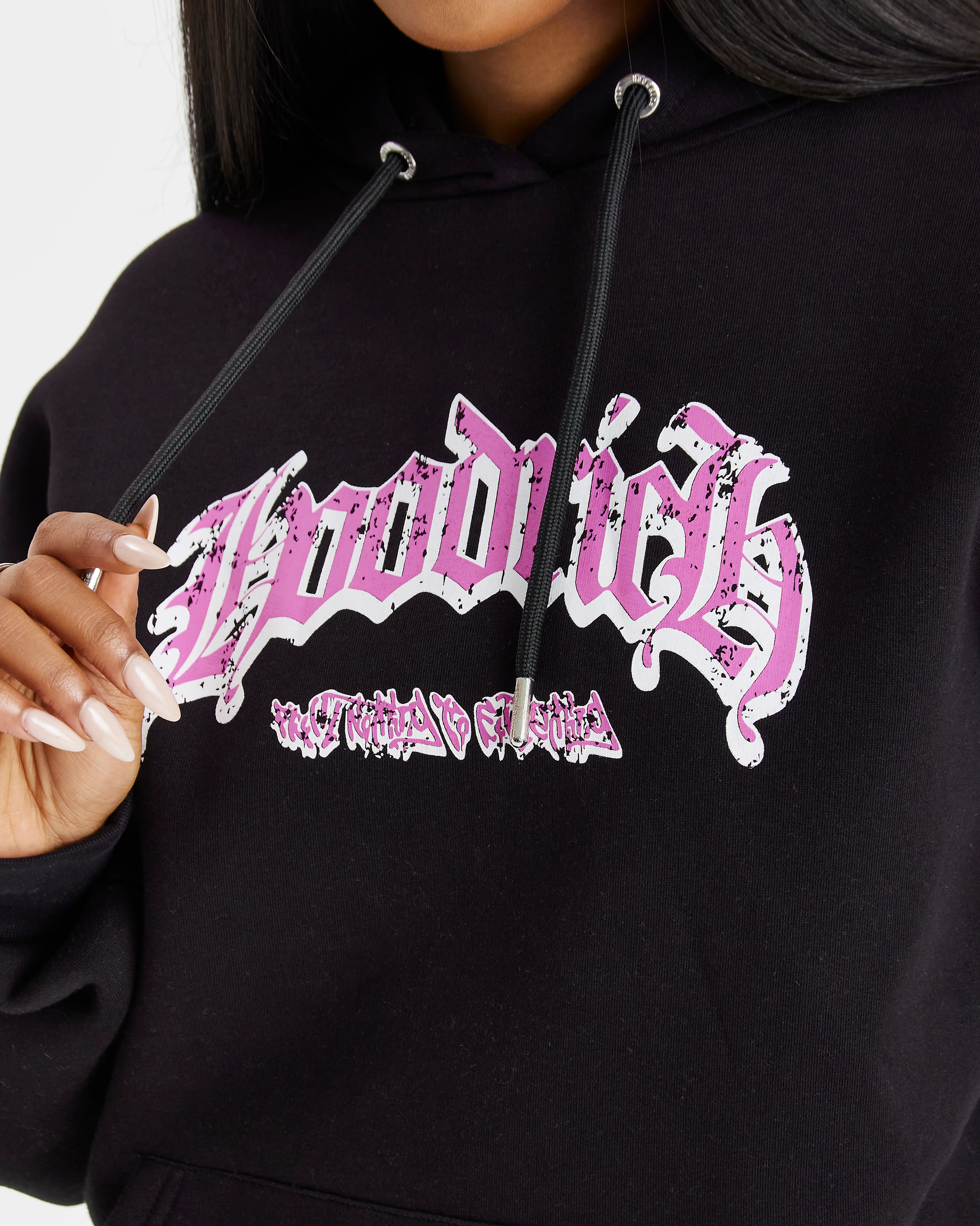 Sketch Money Oversized Hoodie - Black/White/Pink - Image 3