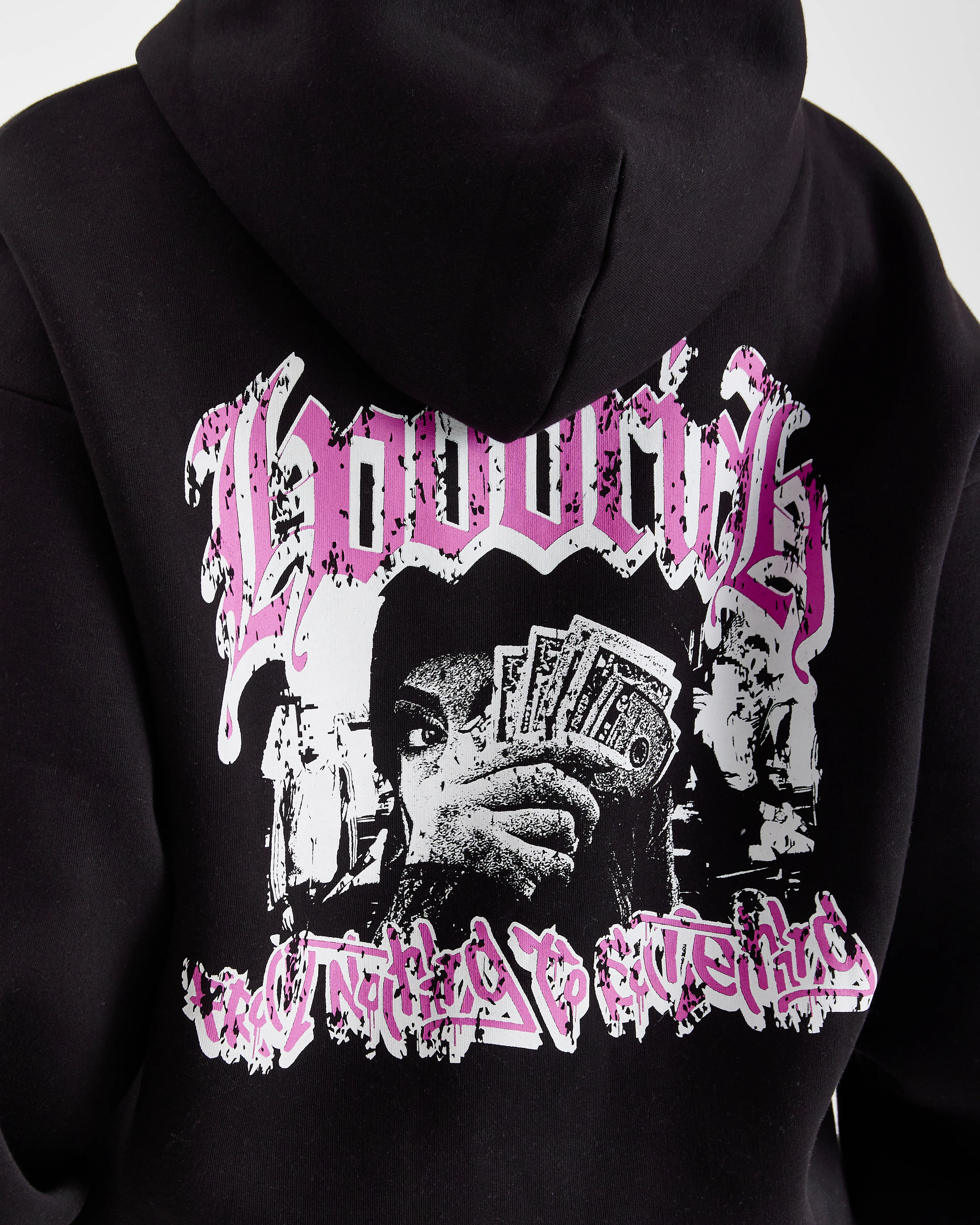 Sketch Money Oversized Hoodie - Black/White/Pink - Image 6