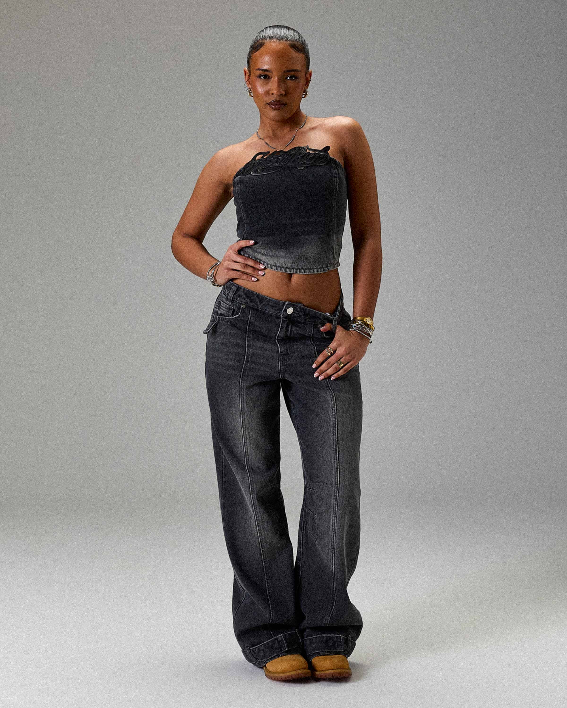 The Winner's Circle Solace Panelled Appliqué Corset - Grey/Black - Image 8
