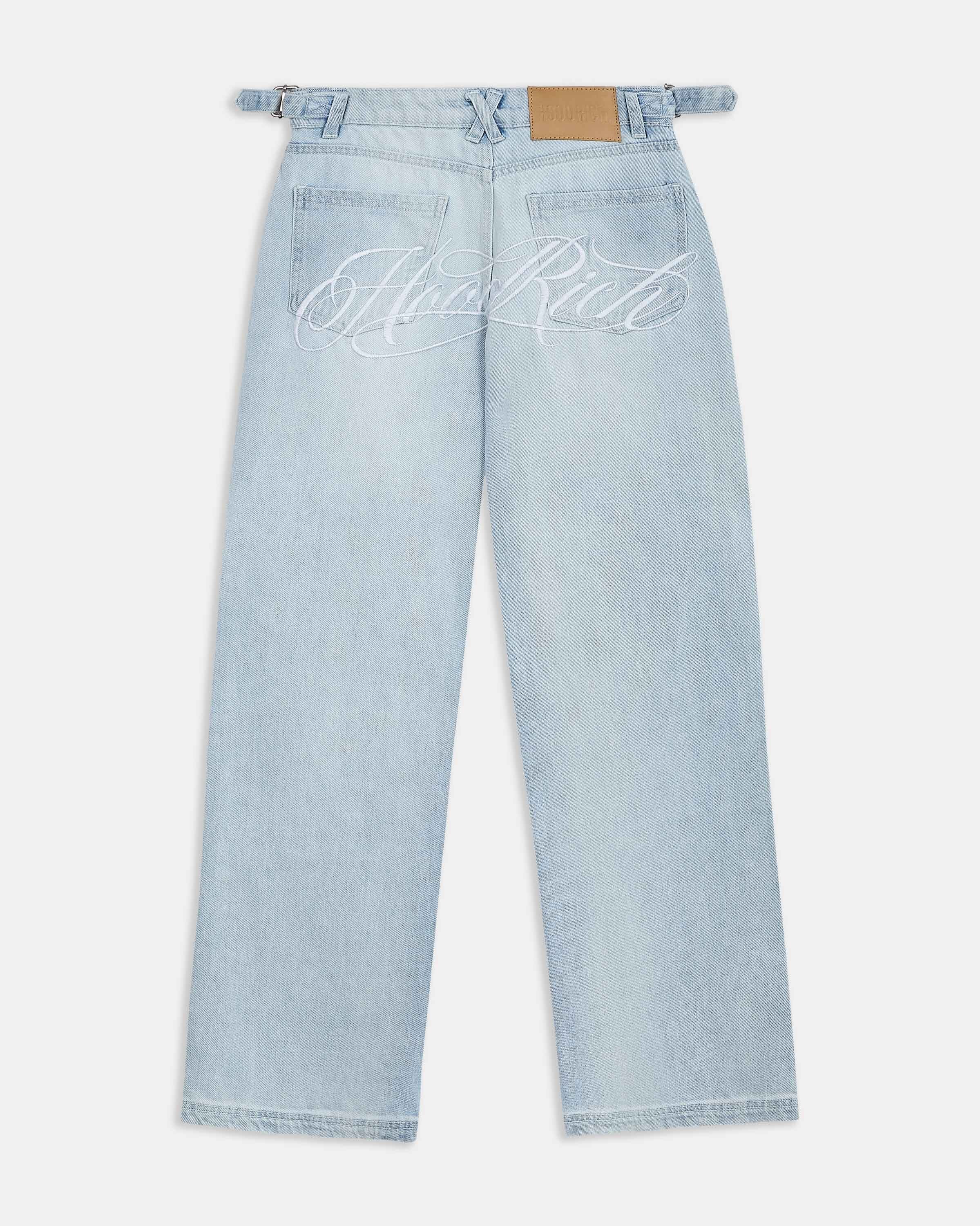 Solace Wide Leg Jeans - Bleached Blue/White
