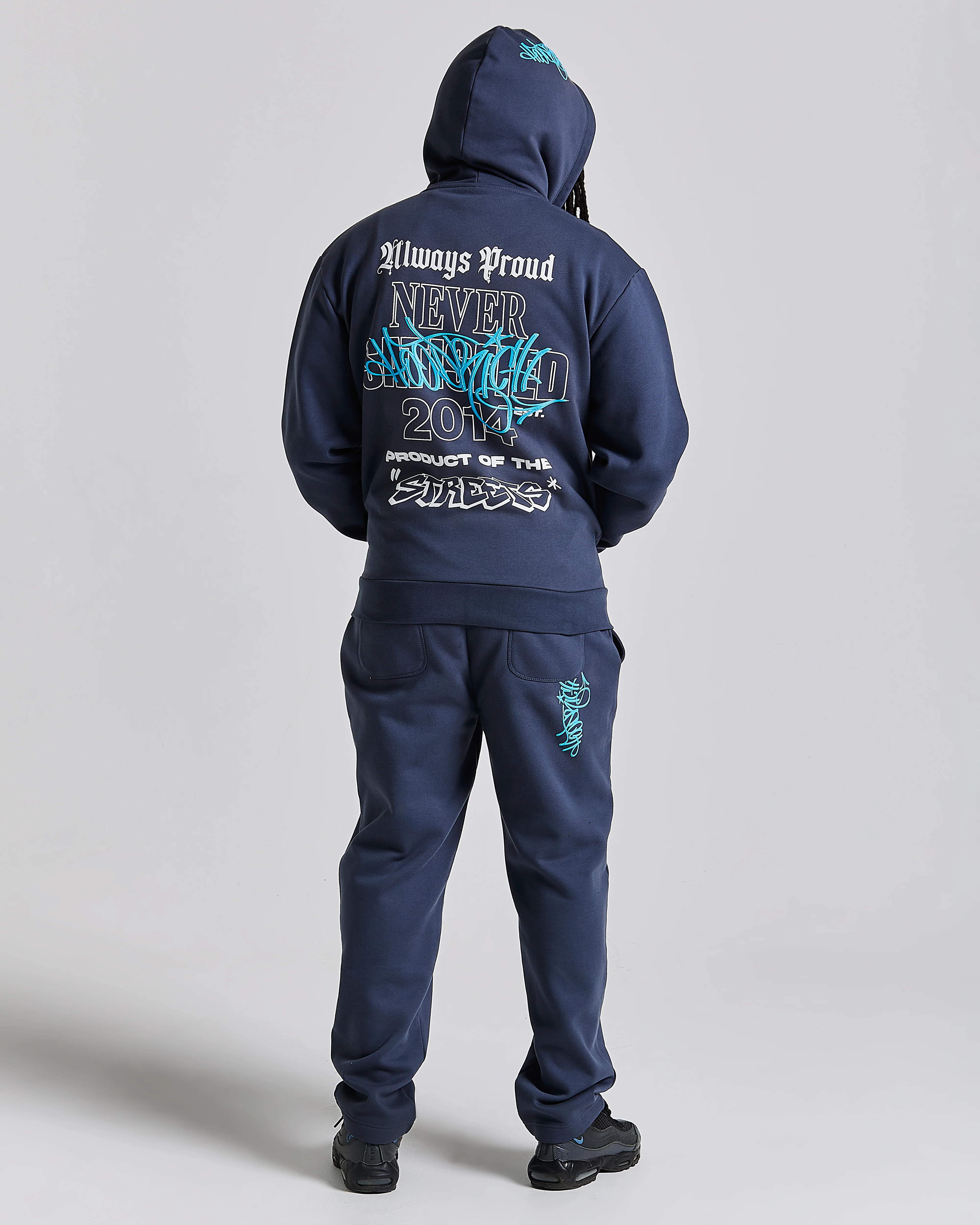 Stamp Tag Oversized Zip Hoodie - Blue/White - Image 4