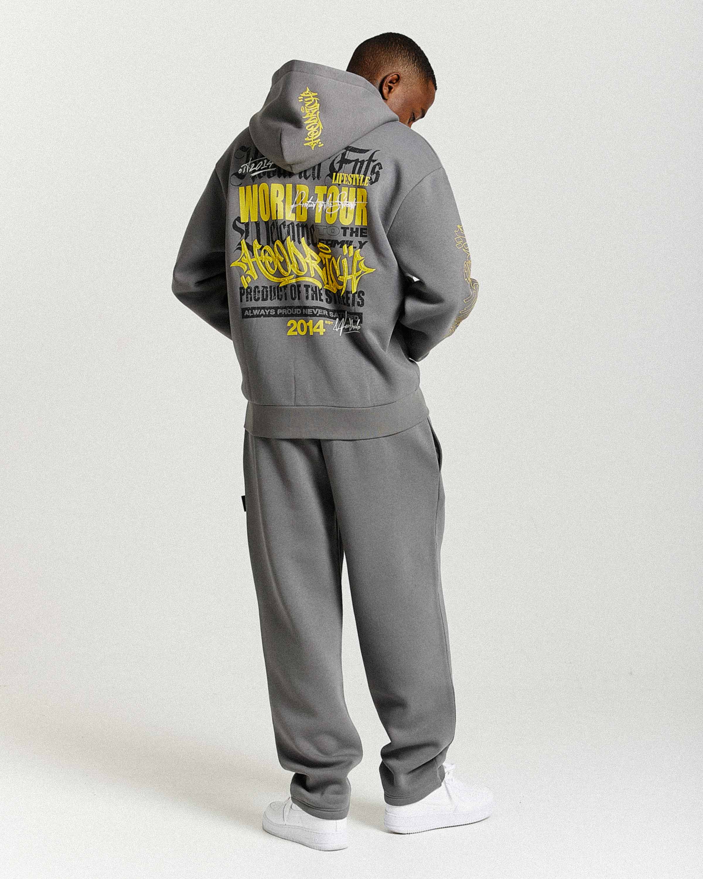 Stamp Tour Oversized Joggers - Grey/Black/Yellow - Image 3