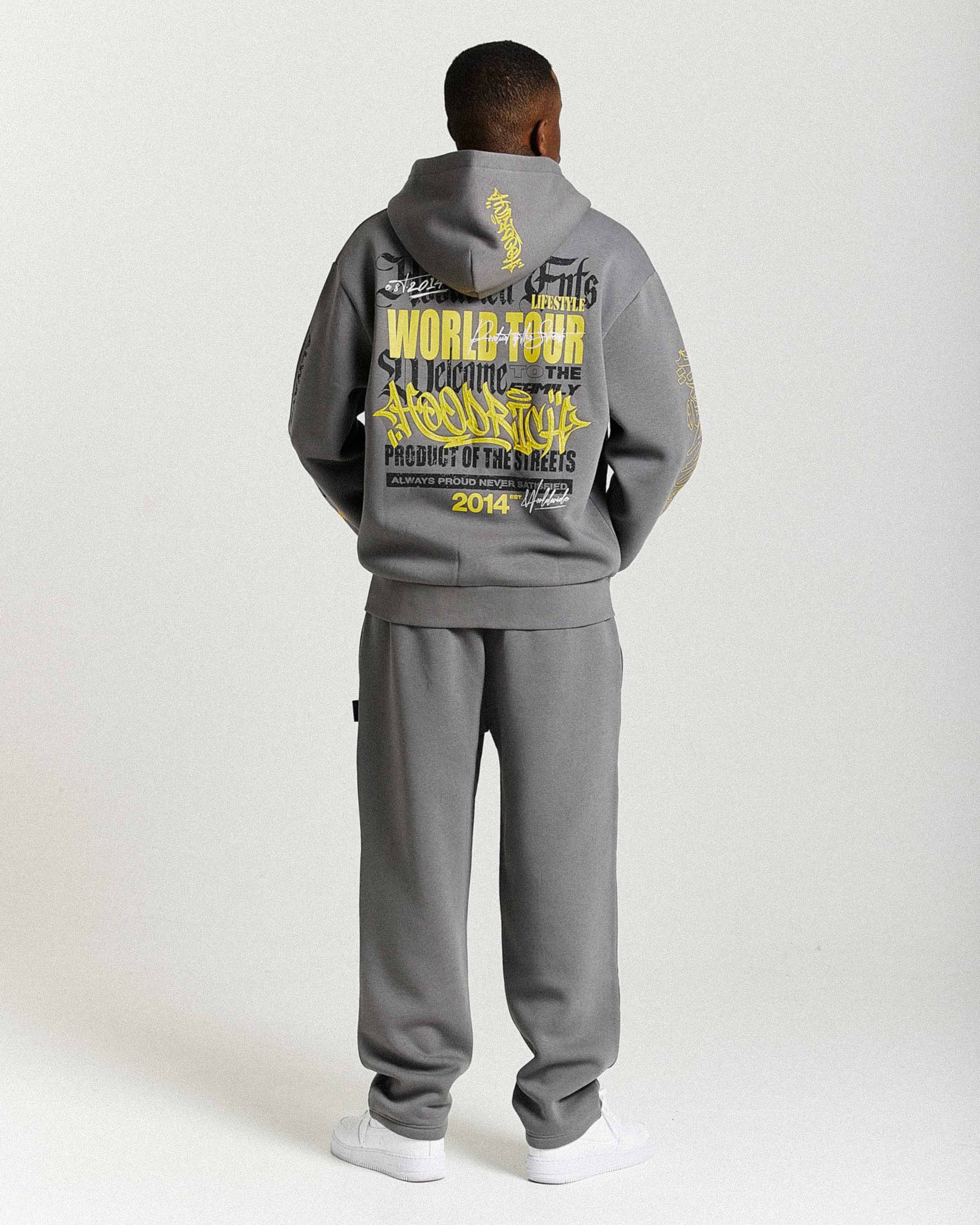Stamp Tour Oversized Joggers - Grey/Black/Yellow - Image 4