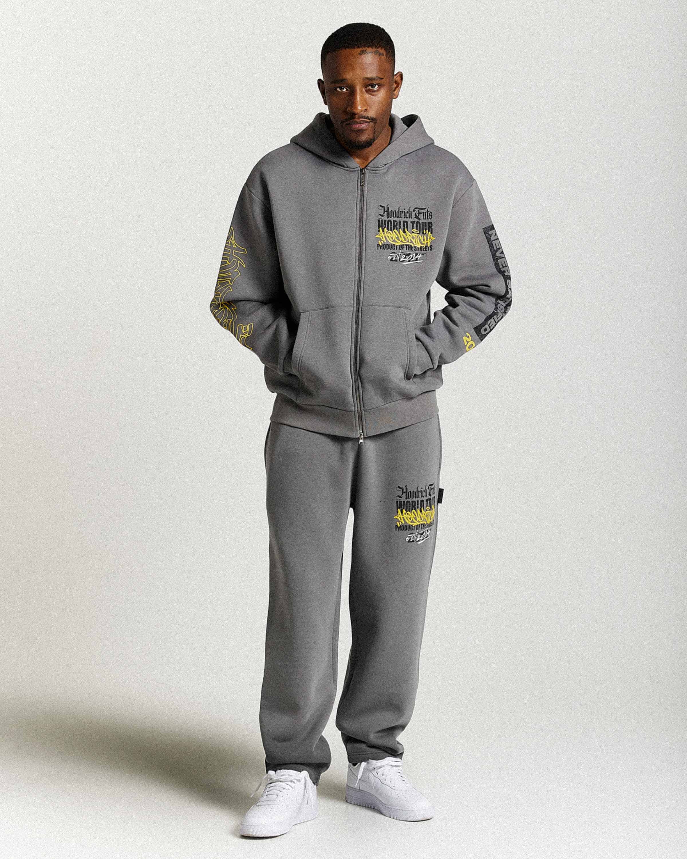 Stamp Tour Oversized Joggers - Grey/Black/Yellow - Image 9