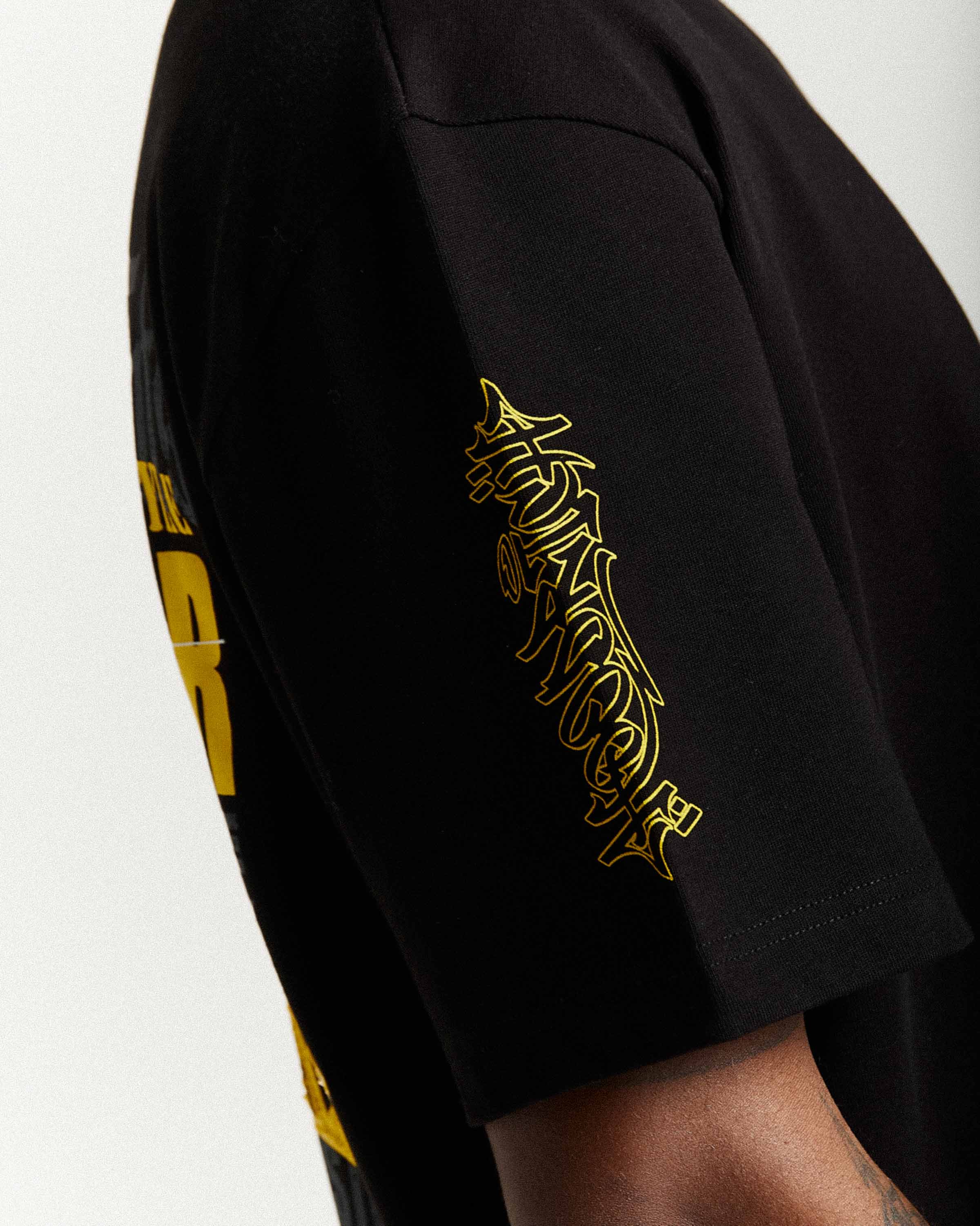 Stamp Tour Oversized T-Shirt - Black/Grey/Yellow - Image 7
