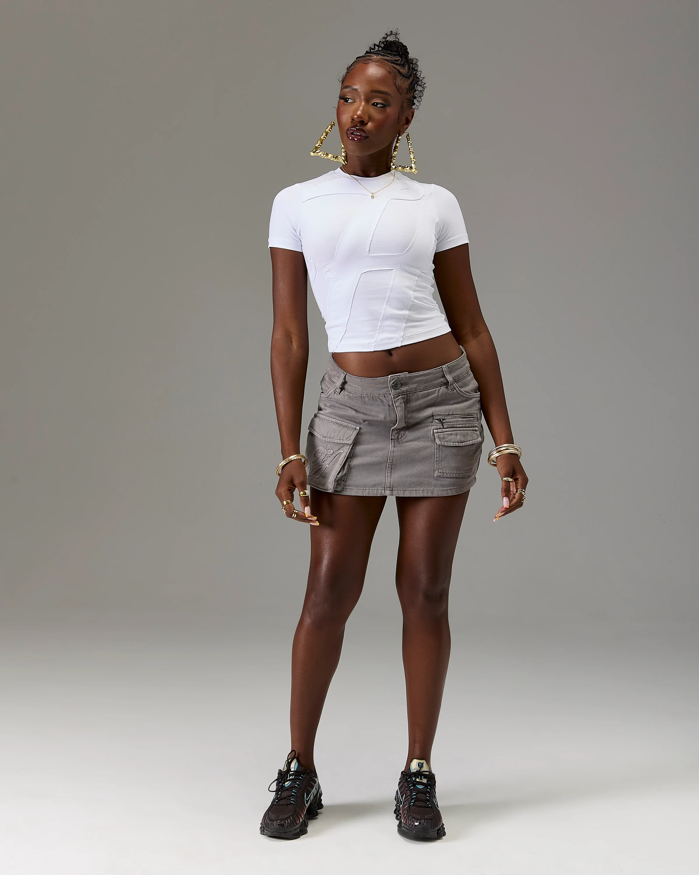 The Winner's Circle Cargo Mini Skirt - Grey - Image 5