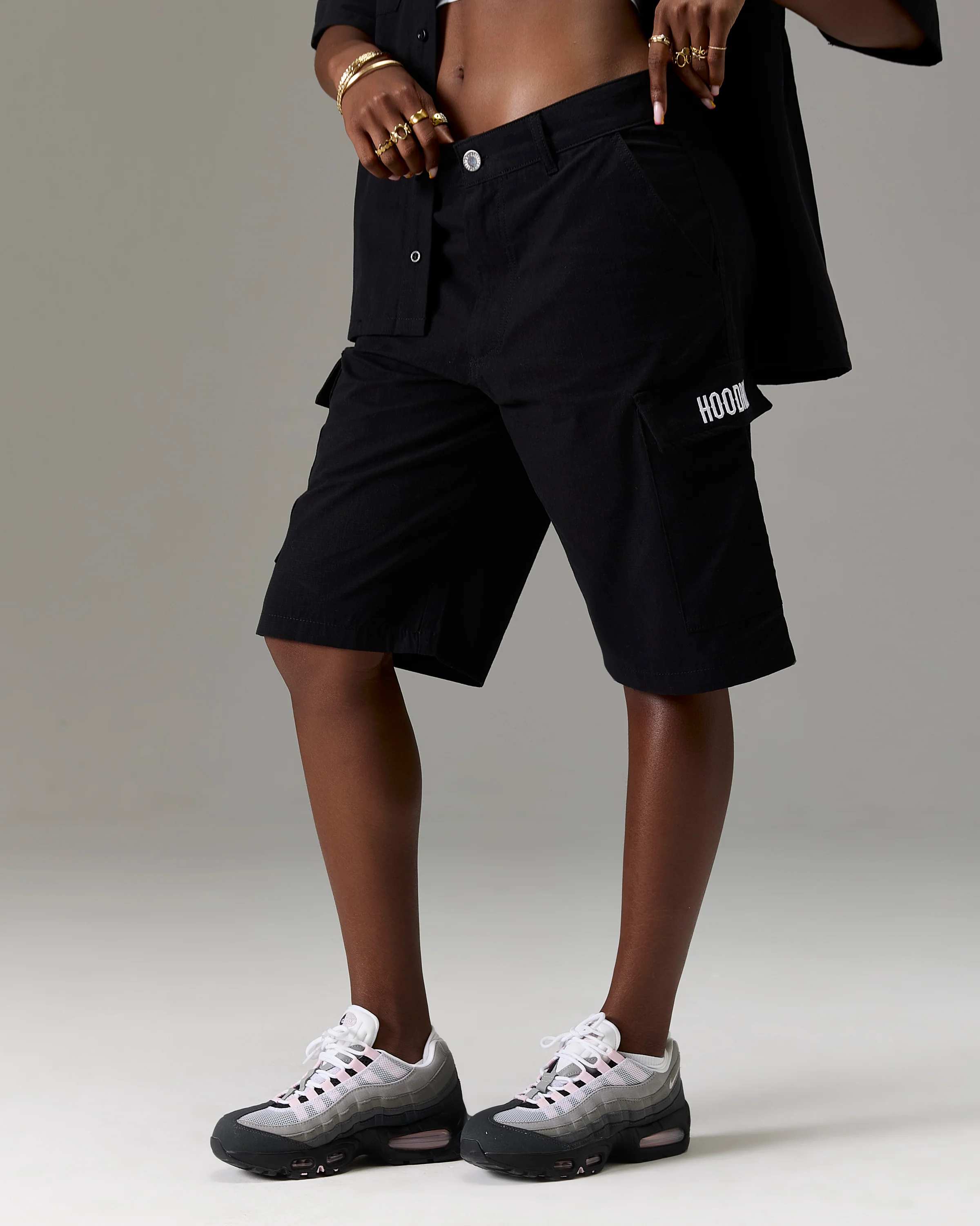 The Winner's Circle Ripstop Cargo Shorts - Black/White - Image 10