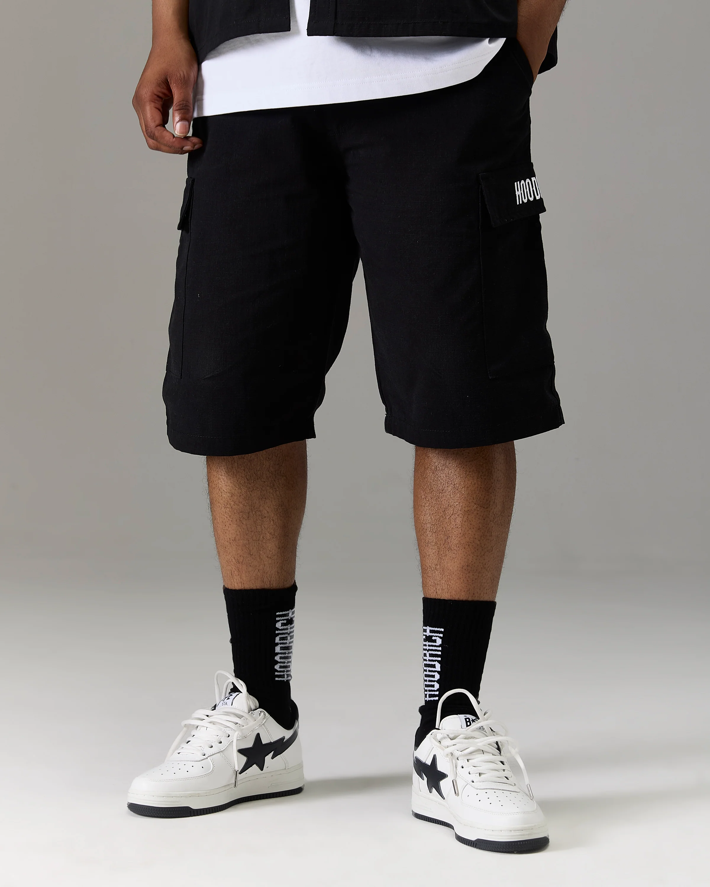 The Winner's Circle Ripstop Cargo Shorts - Black/White - Image 6