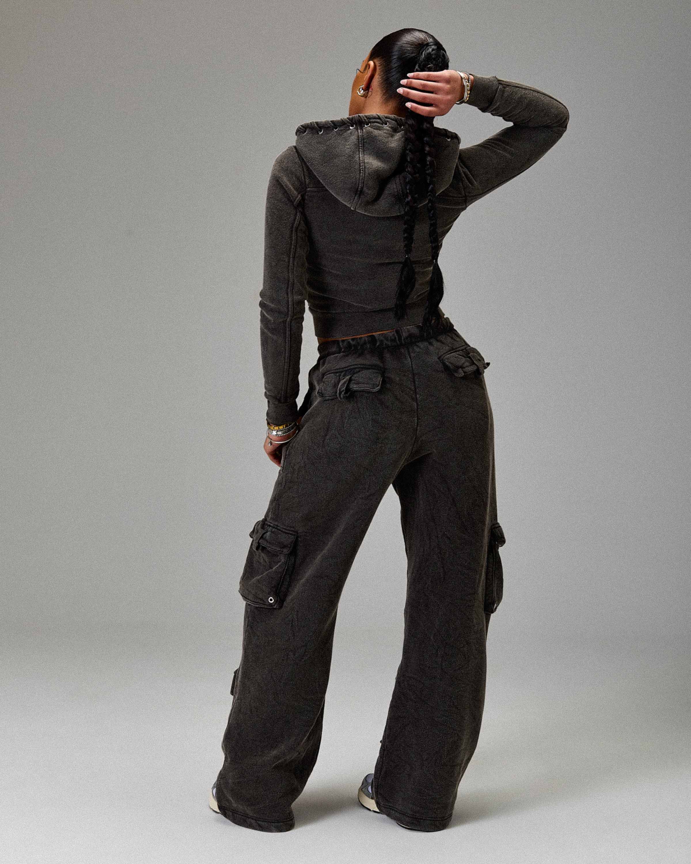 The Winner's Circle Token Slim Zip Hoodie - Washed Black - Image 4