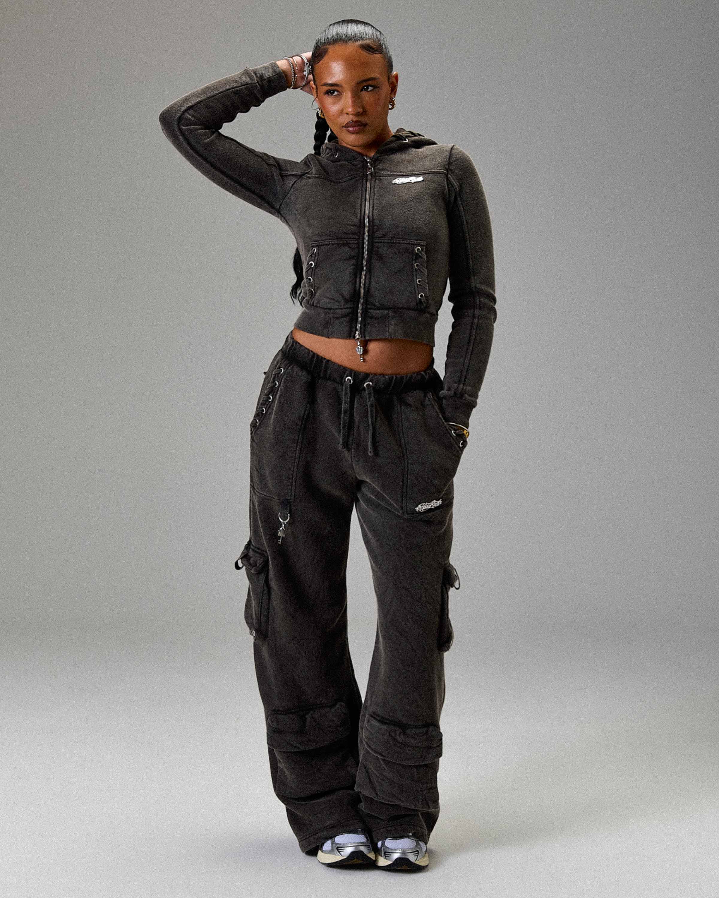 The Winner's Circle Token Slim Zip Hoodie - Washed Black - Image 9