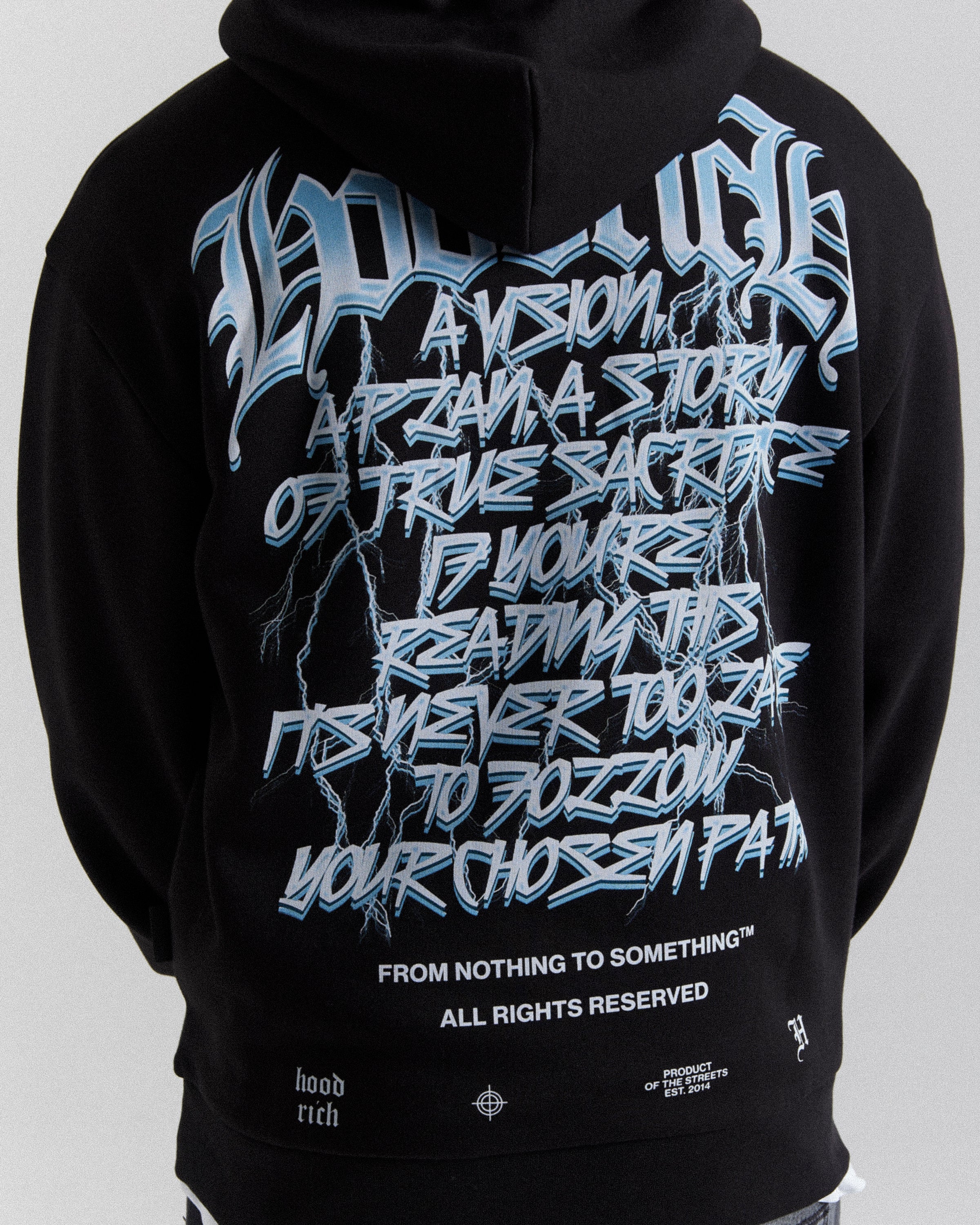 Tornado Oversized Hoodie  - Black/White/Blue - Image 4