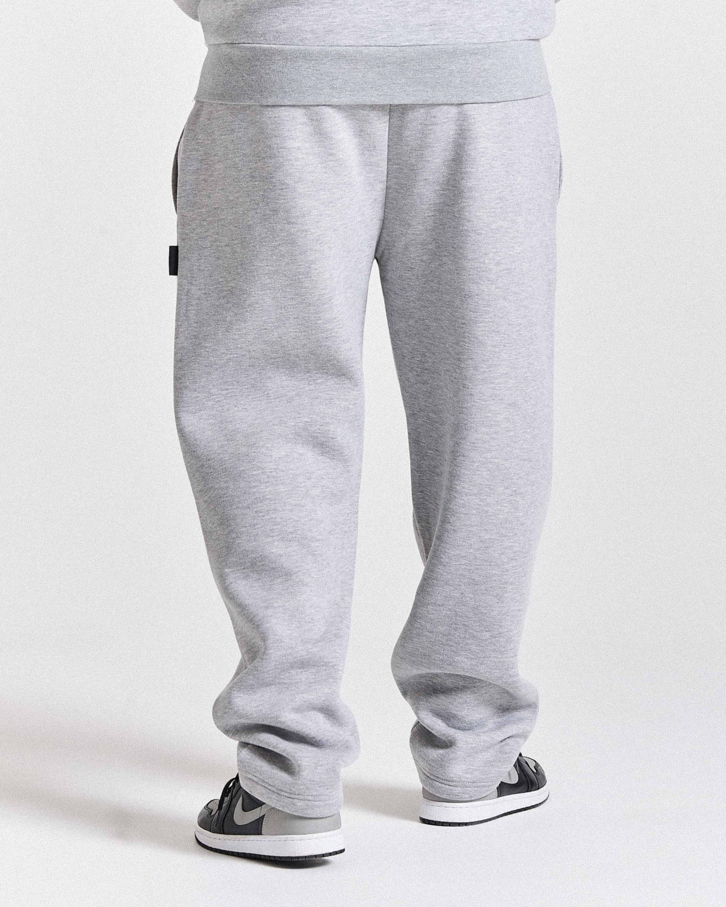 Varsite Oversized Wide Leg Joggers - Grey/White - Image 2