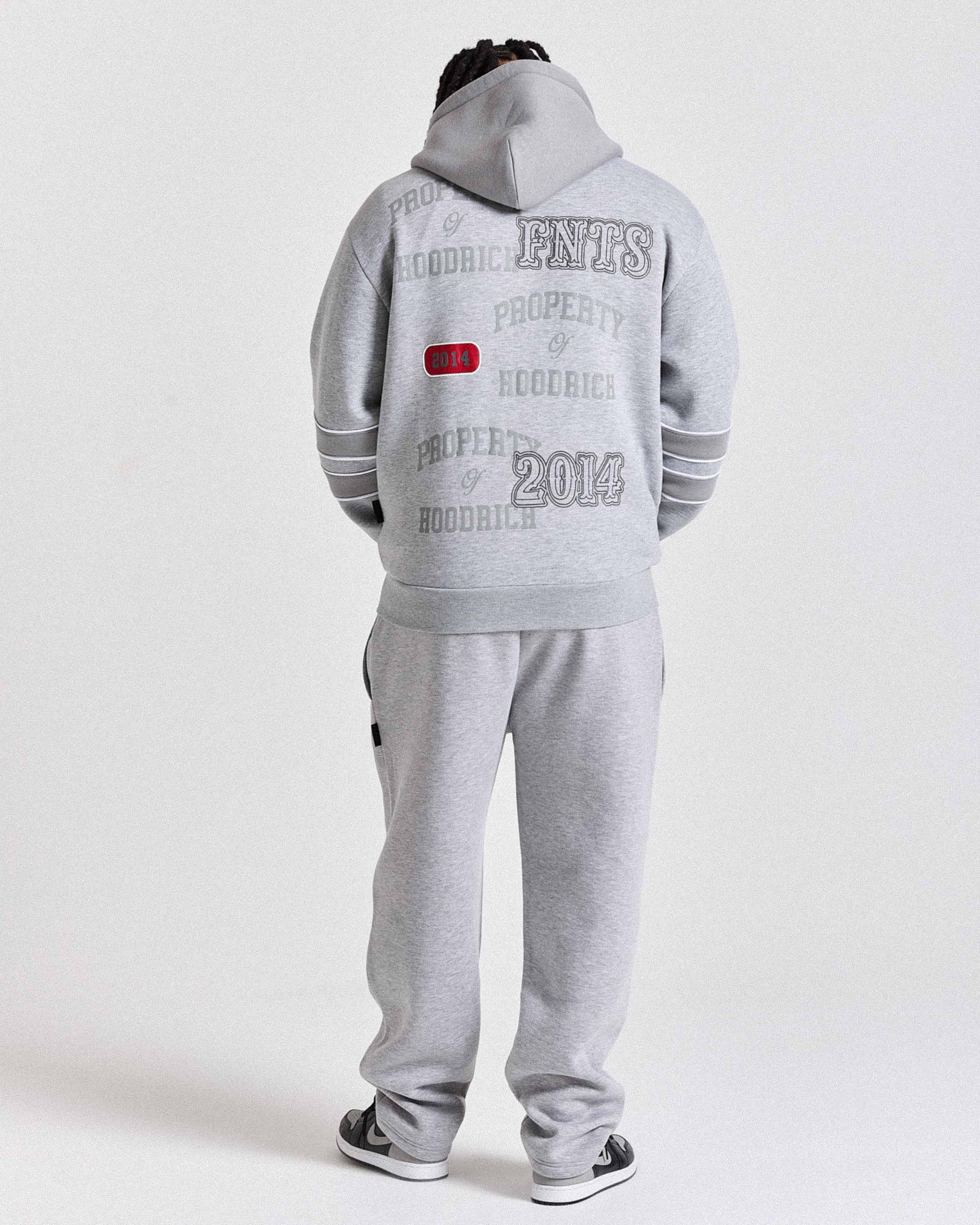 Varsite Oversized Wide Leg Joggers - Grey/White - Image 4