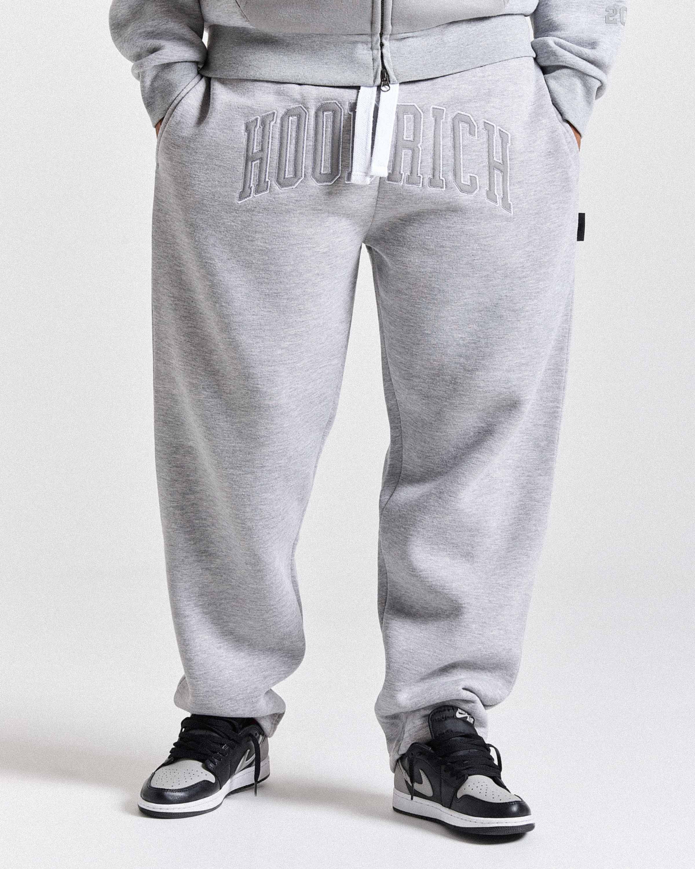 Varsite Oversized Wide Leg Joggers - Grey/White - Image 7