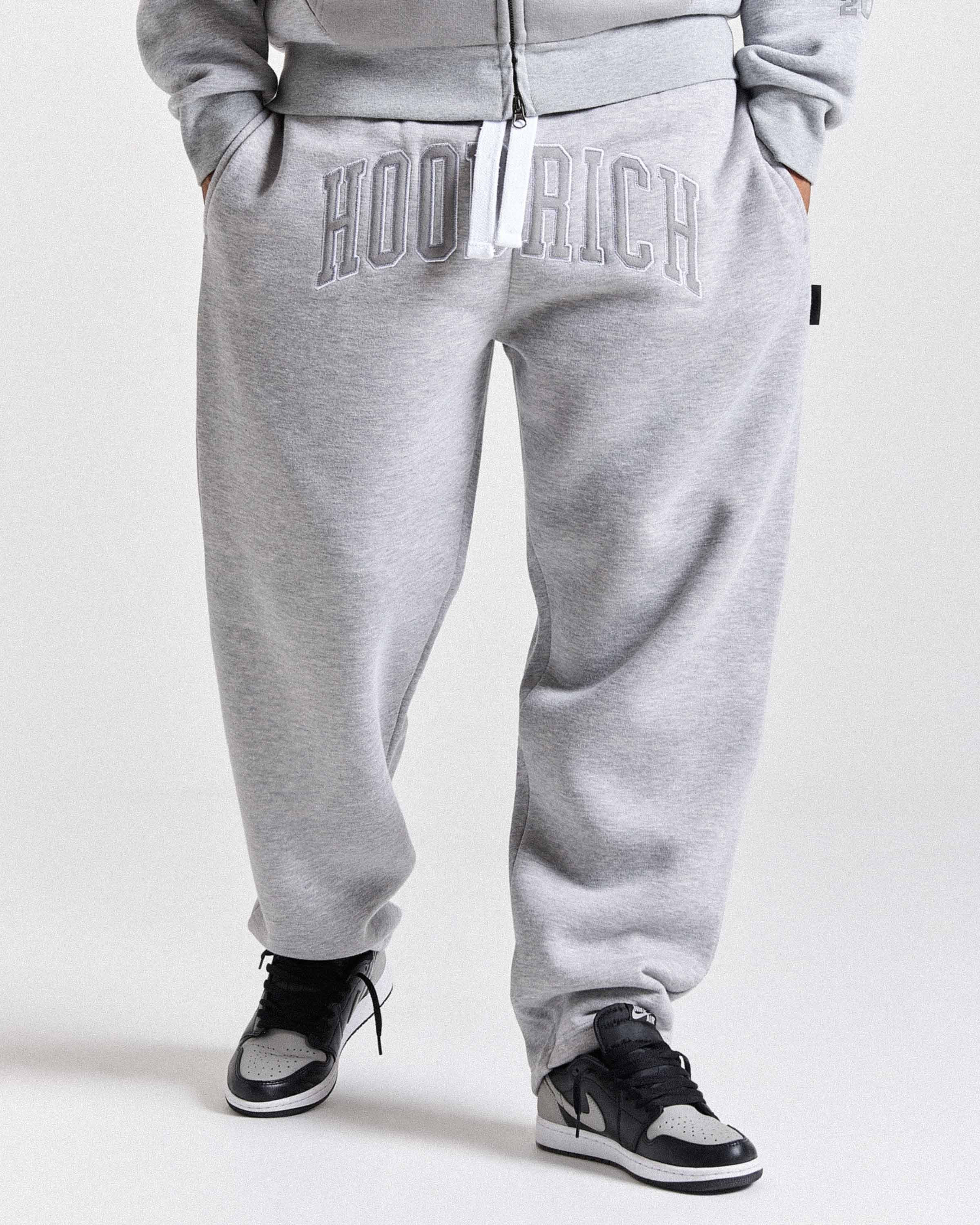 Varsite Oversized Wide Leg Joggers - Grey/White - Image 9