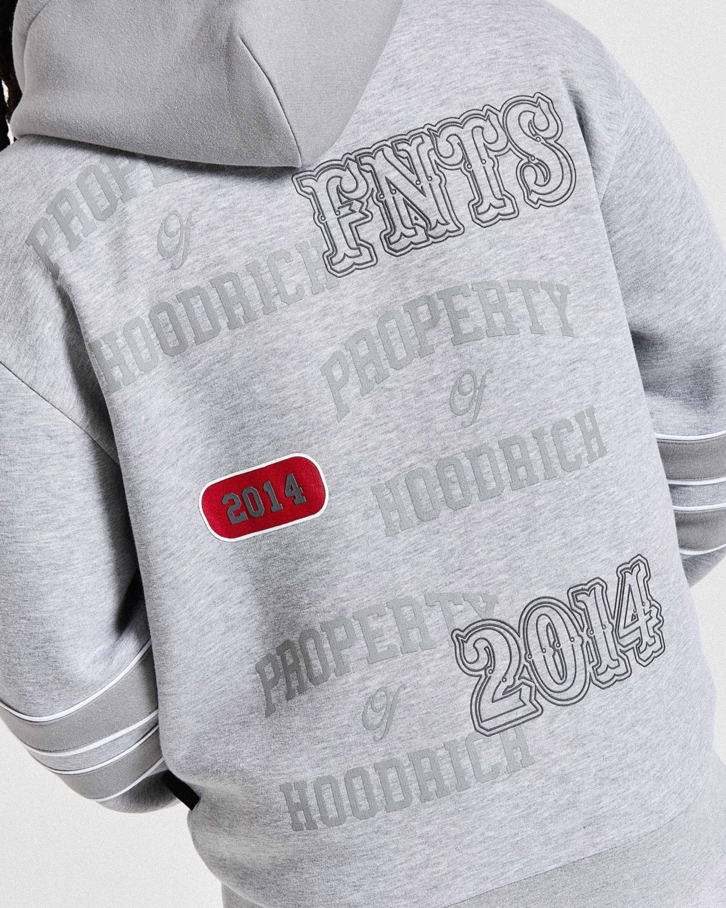 Varsite Oversized Zip Hoodie - Grey/White - Image 5