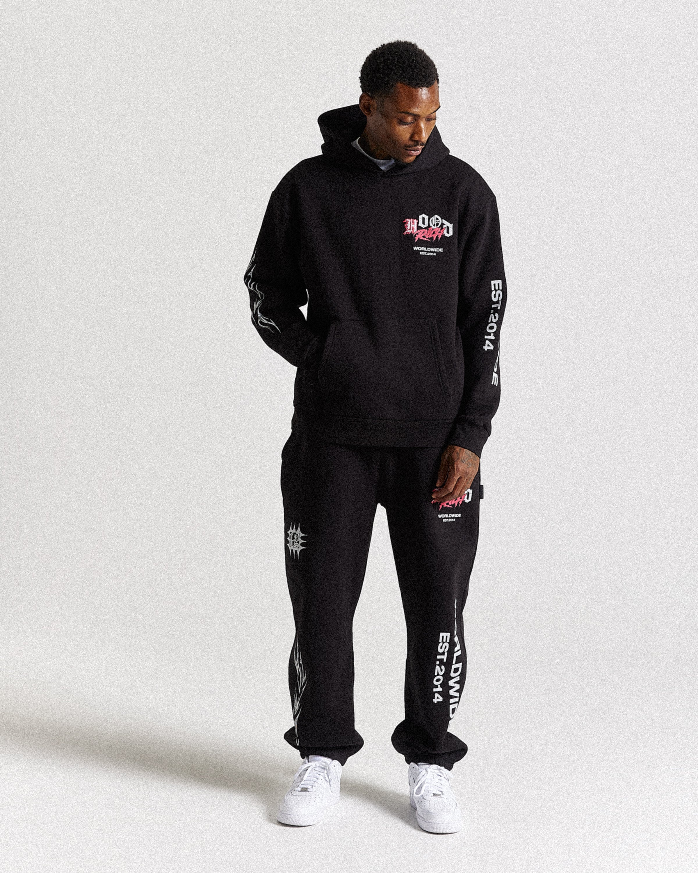 Vertigo Oversized Joggers - Black/Grey/Pink - Image 2