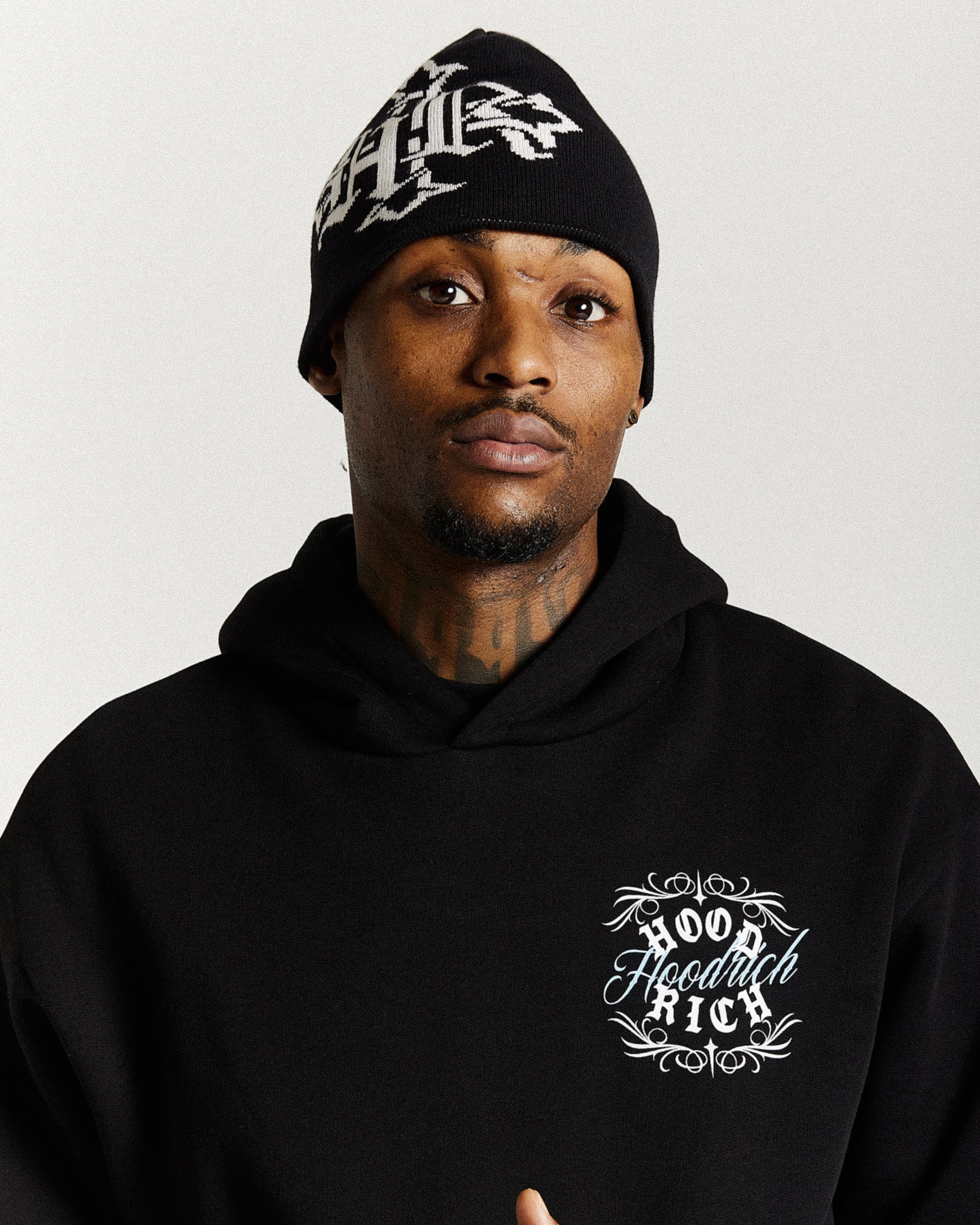 Virtux Skull Knit Beanie - Black/Grey - Image 6