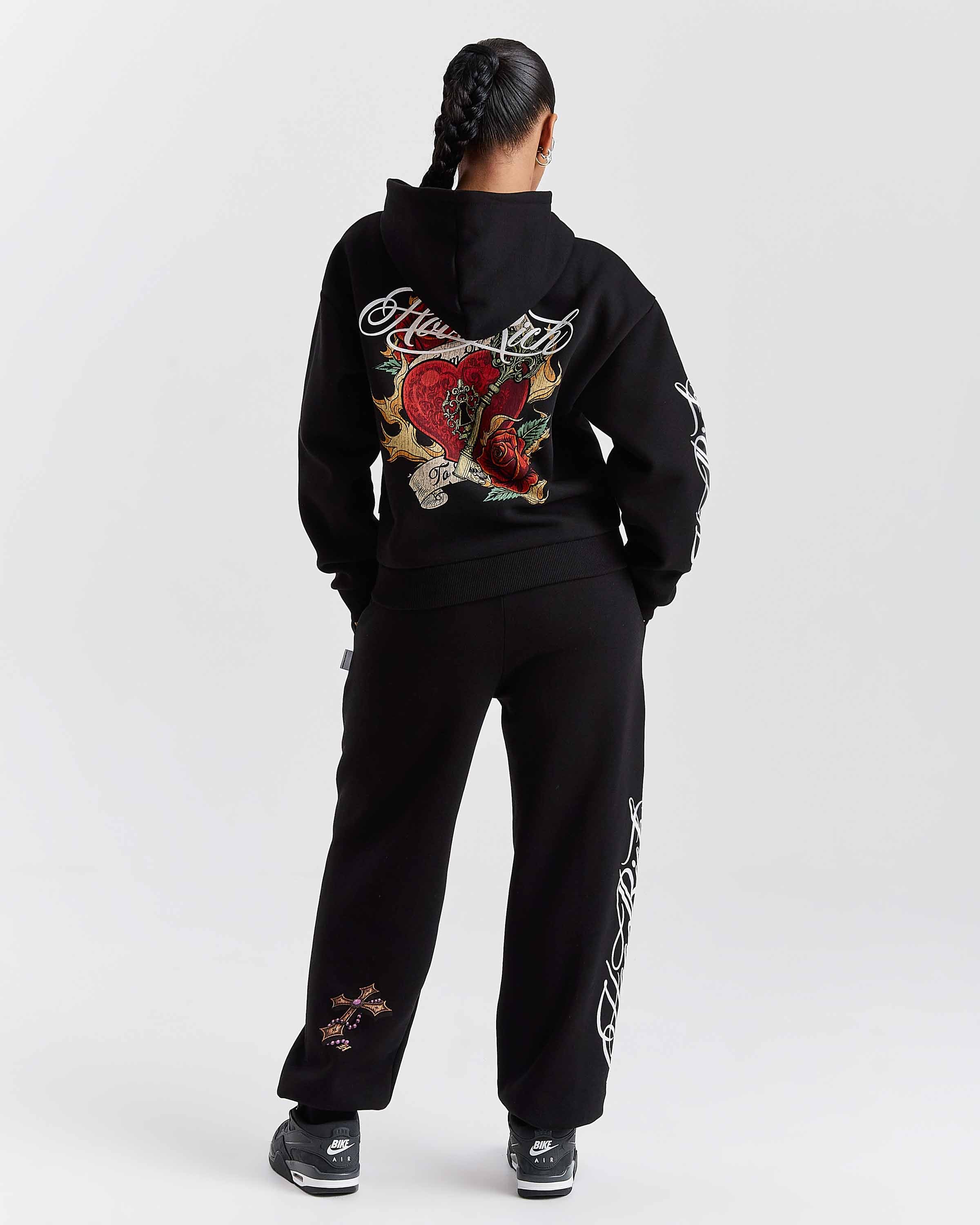 Vox Mid Length Zip Hoodie - Black/Red - Image 5