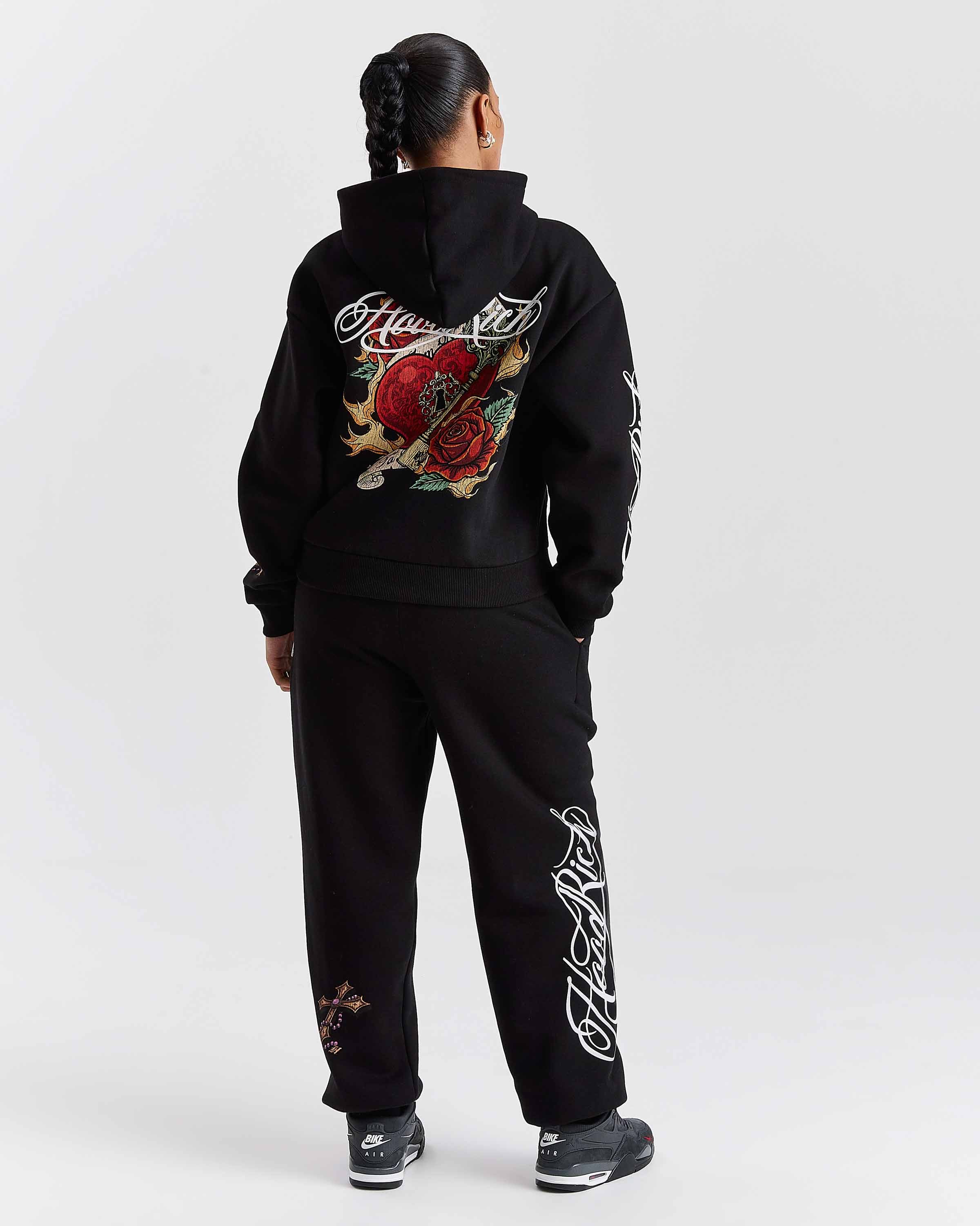 Vox Mid Length Zip Hoodie - Black/Red - Image 6