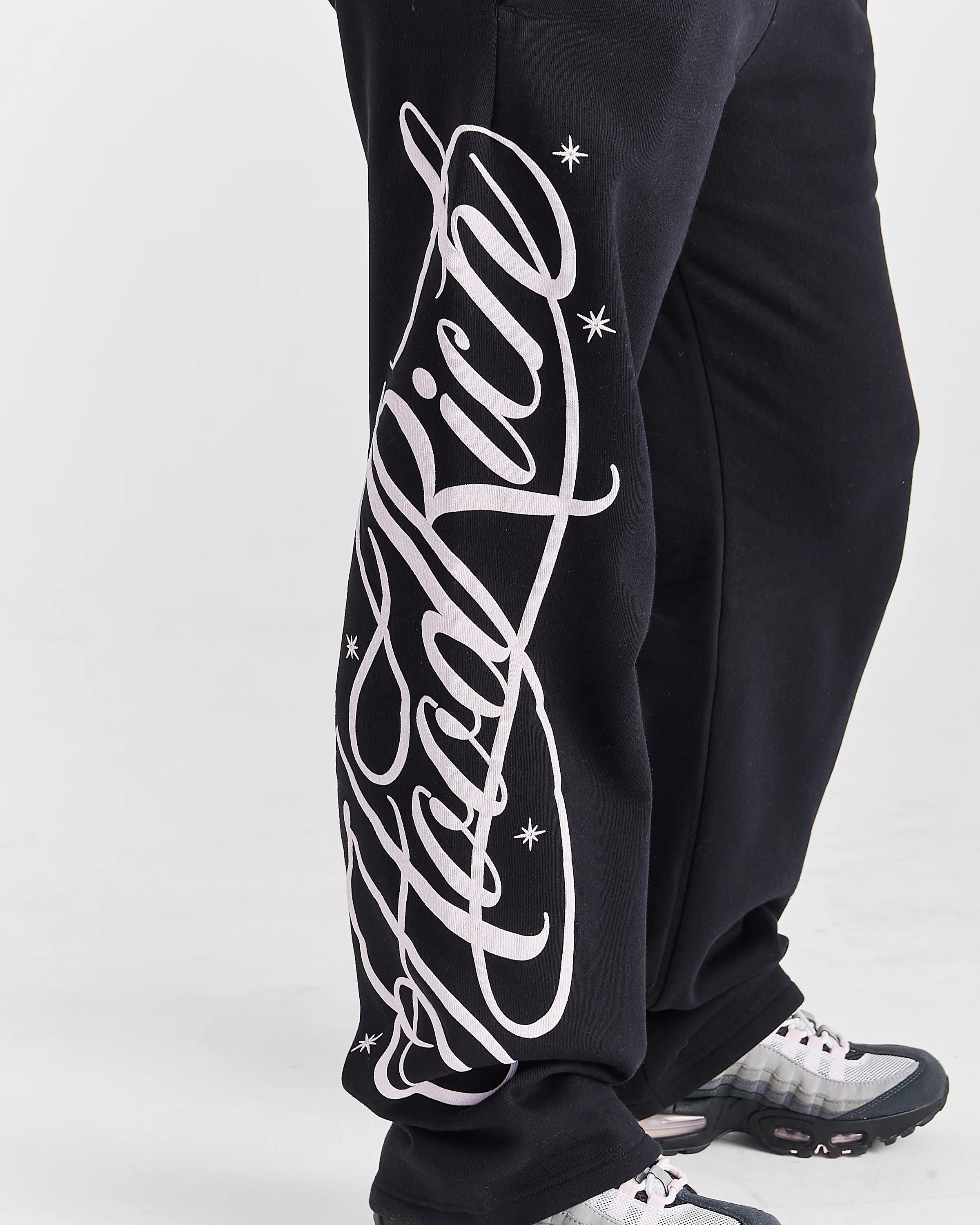 Solace Wide Leg Joggers - Black/Pink - Image 3