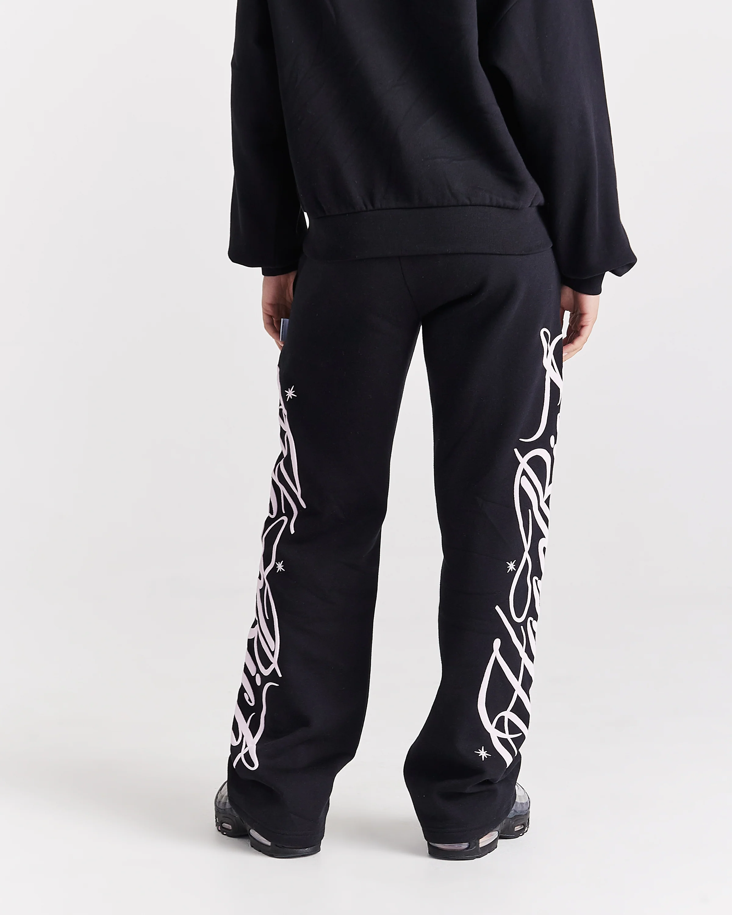 Solace Wide Leg Joggers - Black/Pink - Image 5