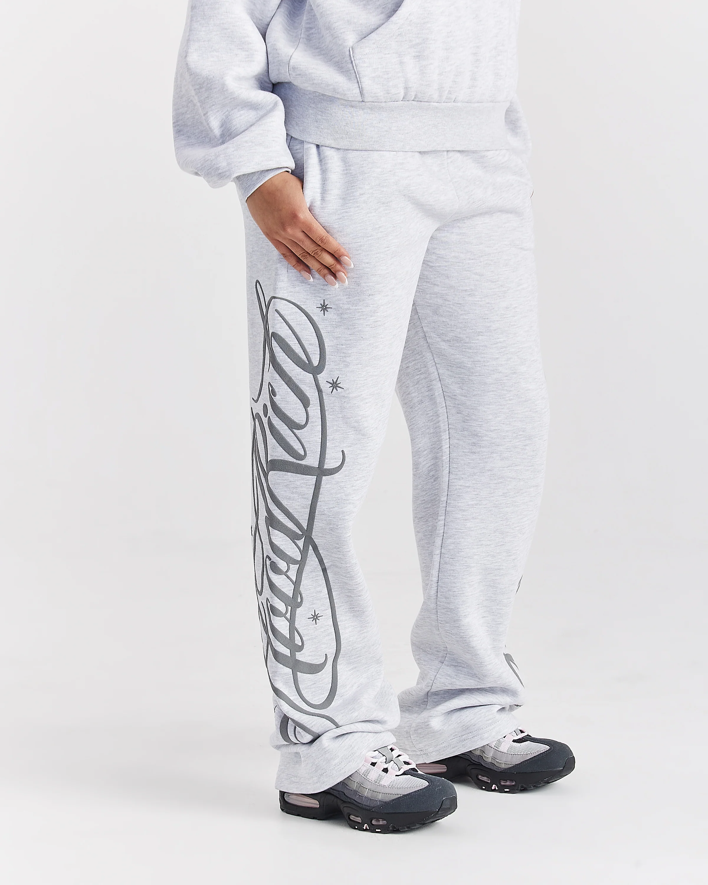 Solace Wide Leg Joggers - Light Grey